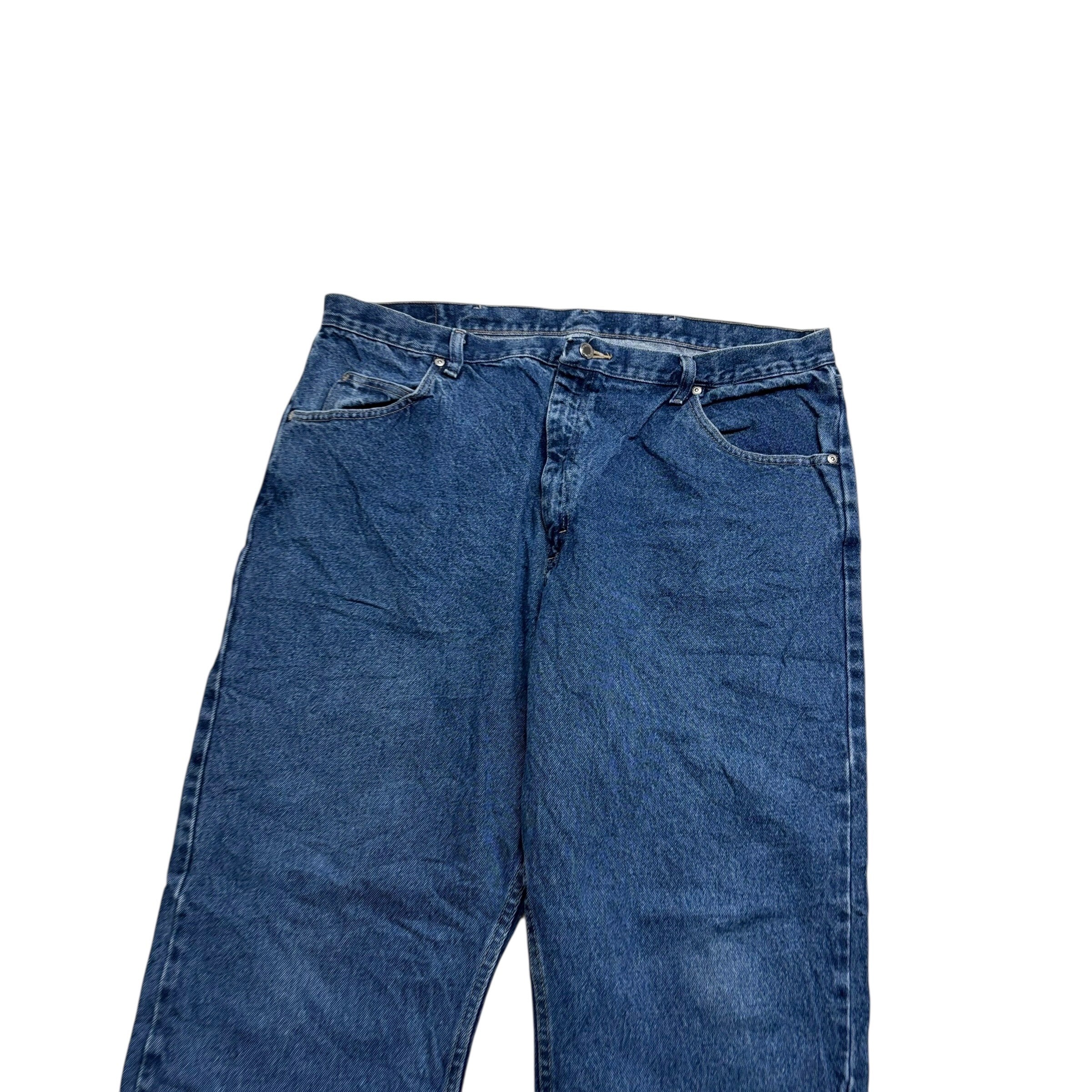 Wrangler Jeans W42 L30 Mens Mid Blue Relaxed Straight Fit Baggy Denim (E)