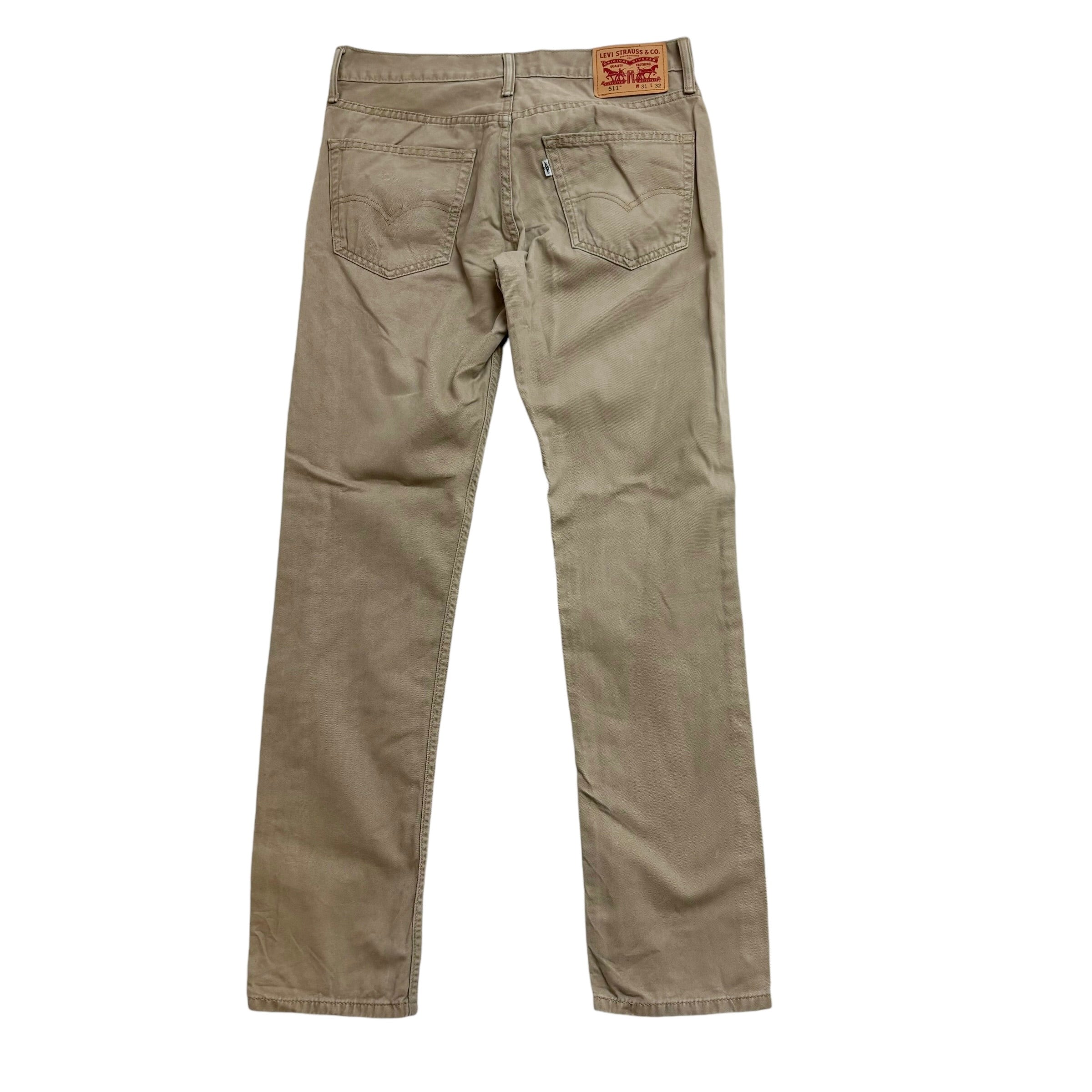 Levis 511 Trousers W31 L32 Mens Beige Slim Fit Cotton Pants