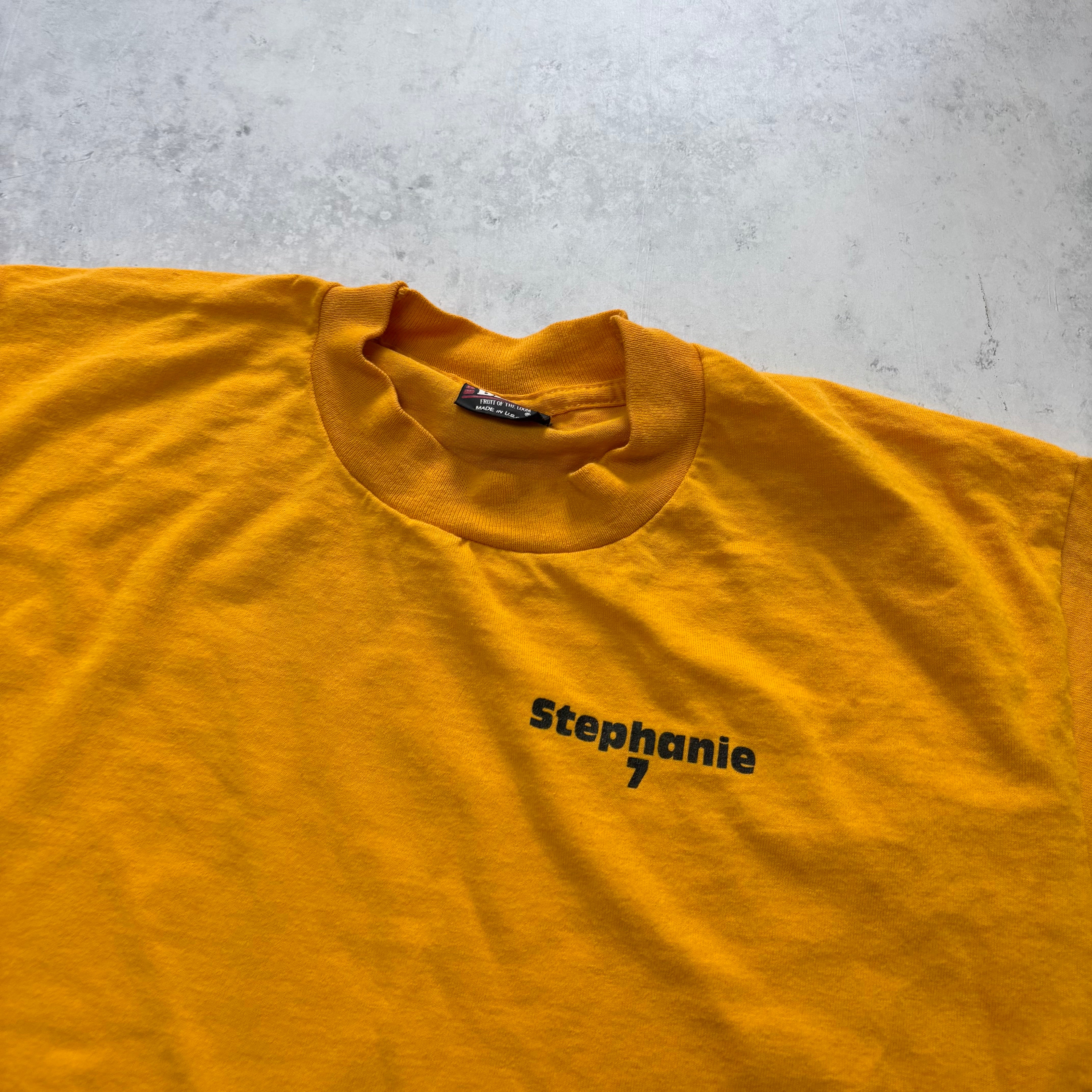 Vintage T Shirt Mens Small Yellow Single Stitch Graphic Print 90s USA (E)