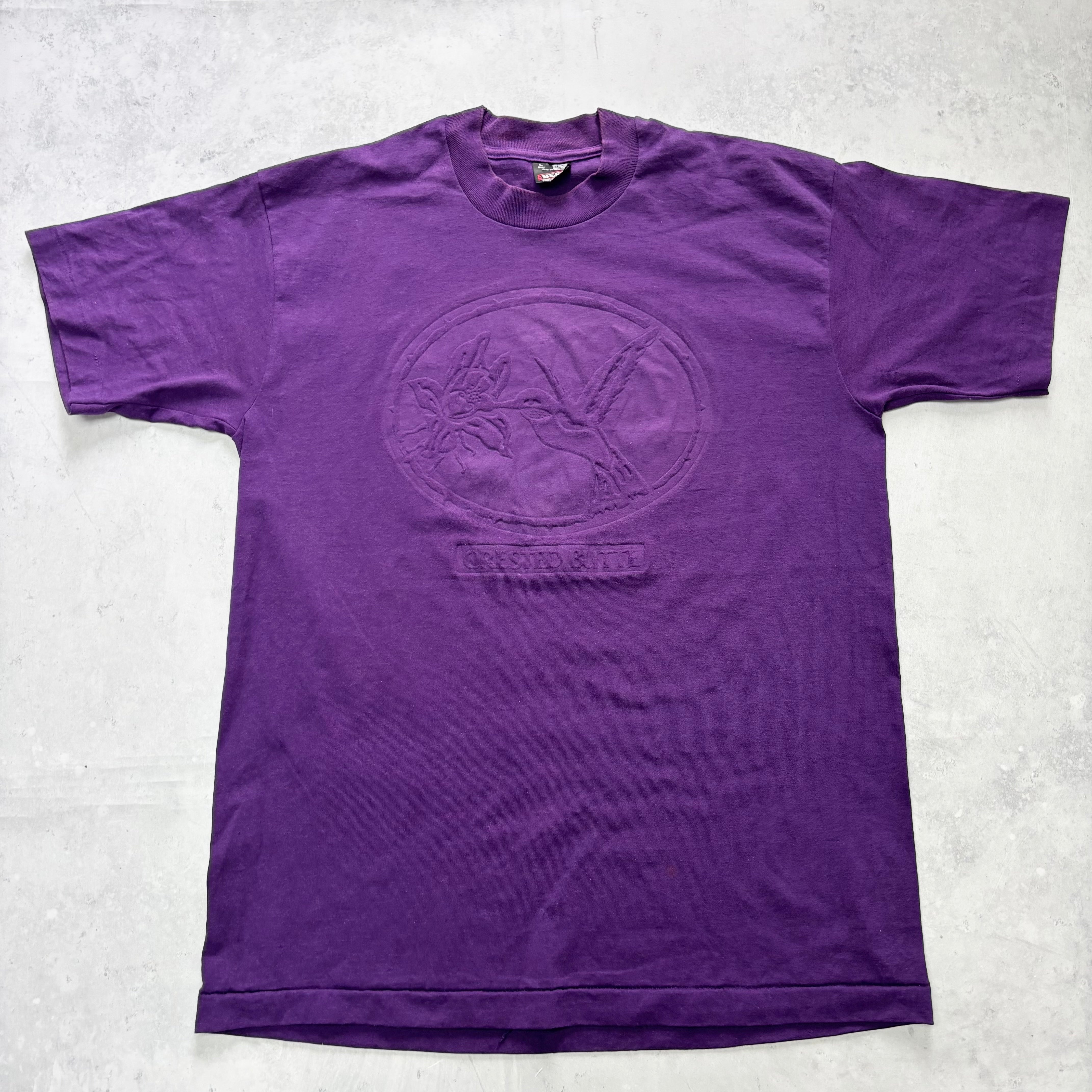 Vintage T Shirt Mens Large Purple Single Stitch Graphic Print 90s Birds (E)