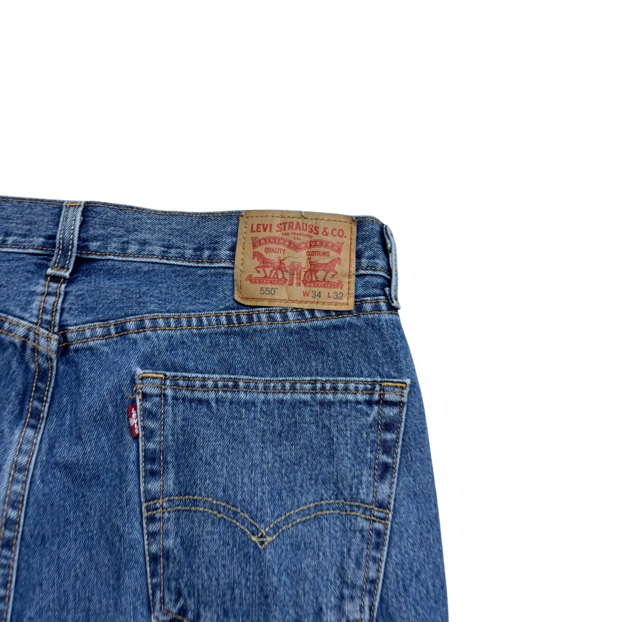 Levis 550 Jeans W34 L32 Mens Mid Blue Baggy Relaxed Straight Fit Denim