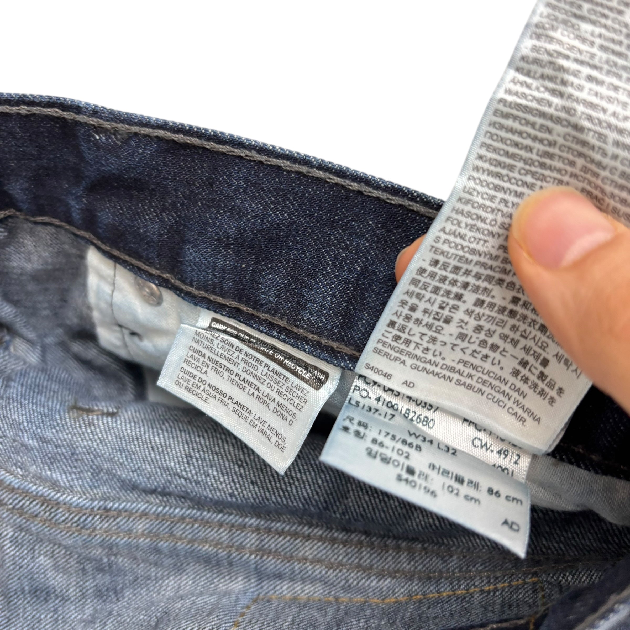 Levis 514 Jeans W34 L32 Mens Dark Blue Regular Straight Fit Denim (E)