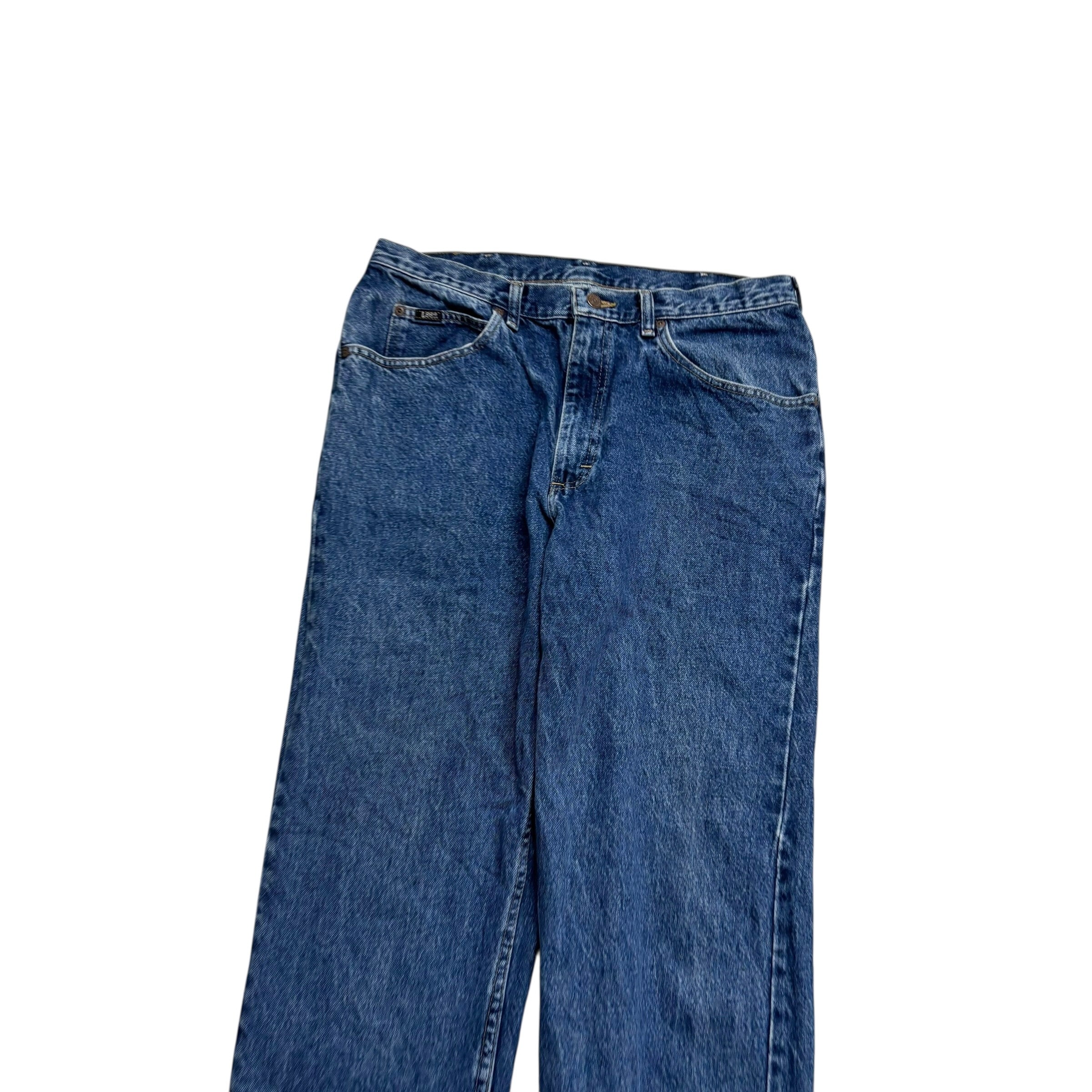 Lee Jeans W34 L34 Mens Mid Blue Regular Straight Fit Vintage Denim (E)
