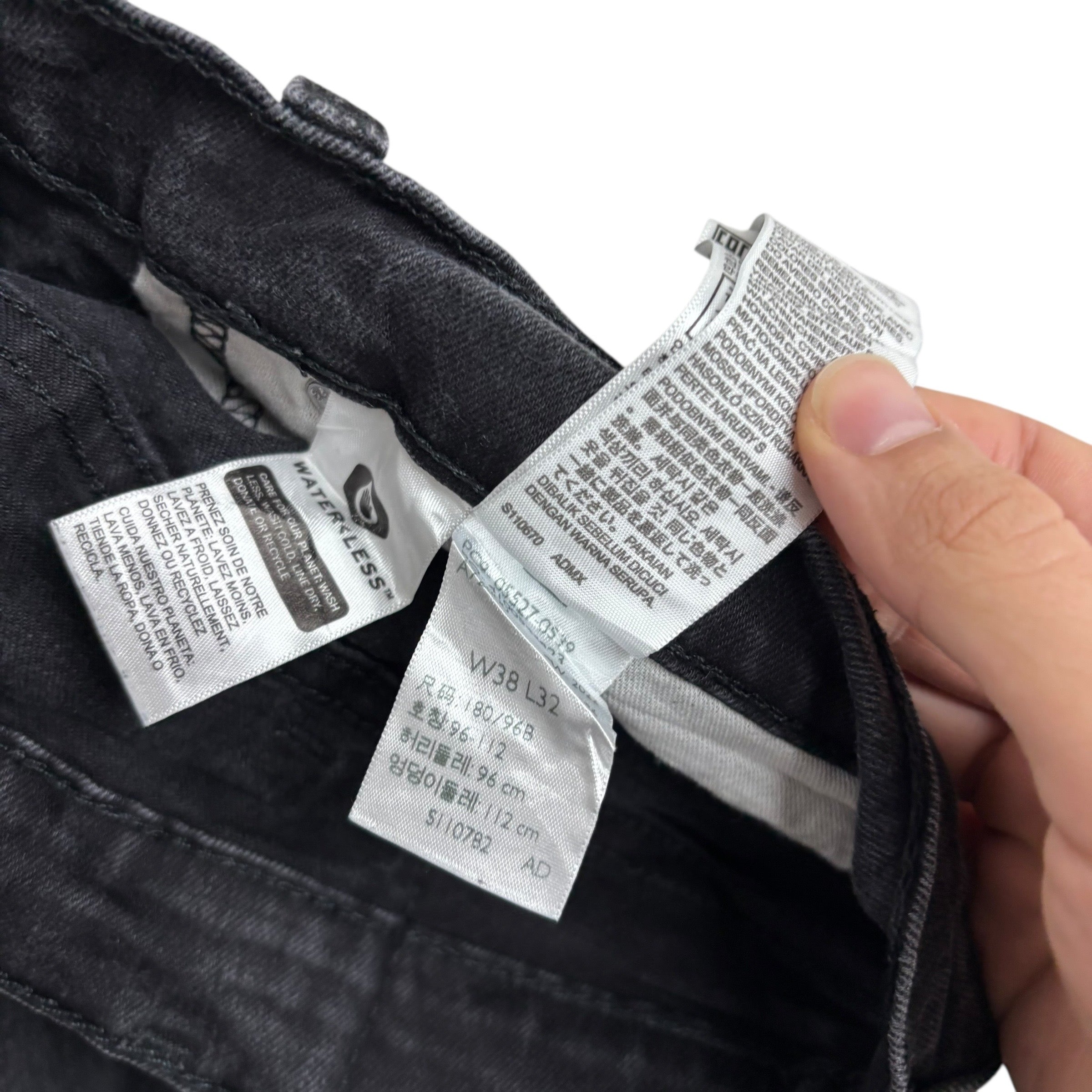 Levis 527 Jeans W38 L32 Mens Black Slim Bootcut Fit Stretch Denim (F)