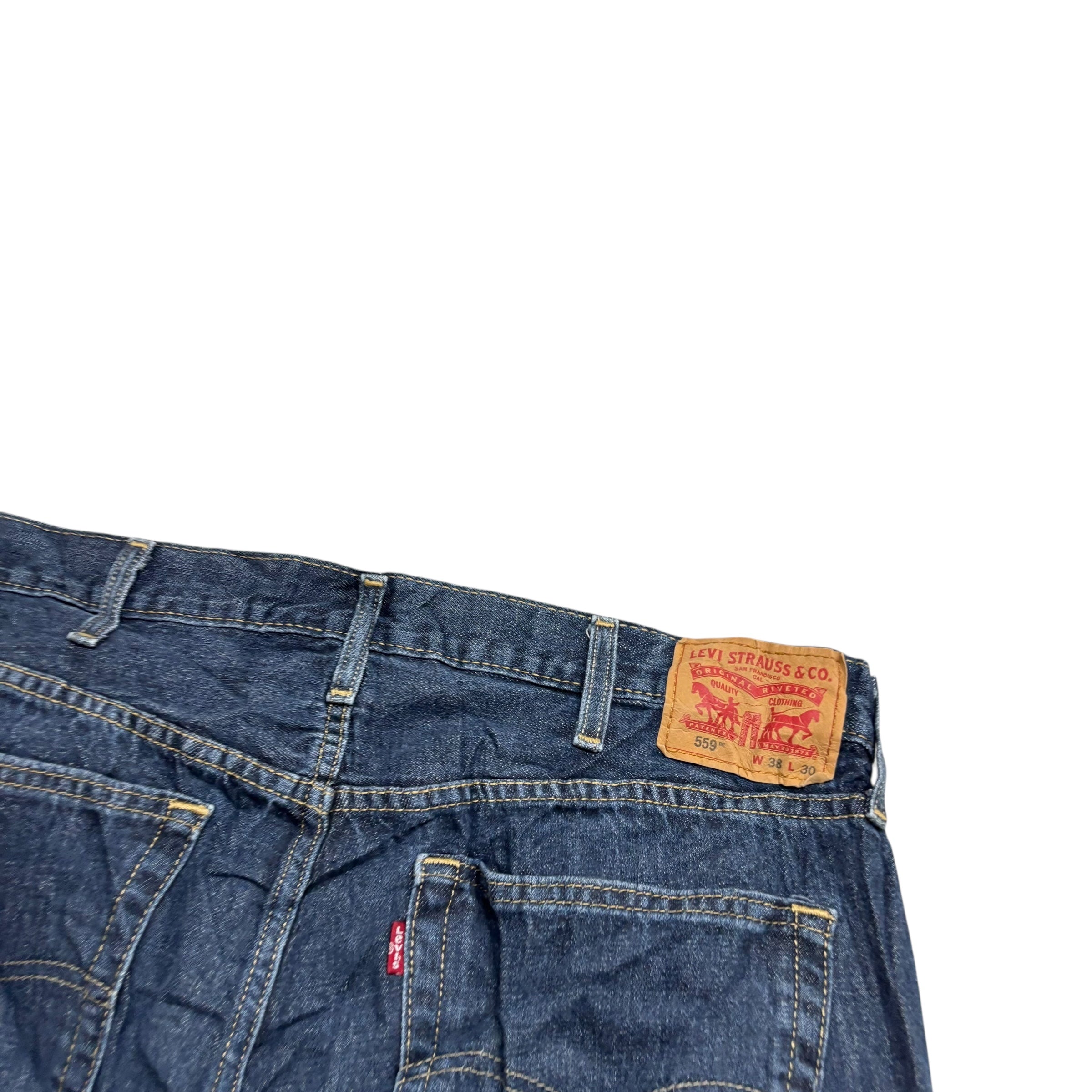 Levis 559 Jeans W38 L30 Mens Dark Blue Baggy Relaxed Straight Fit Denim (E)