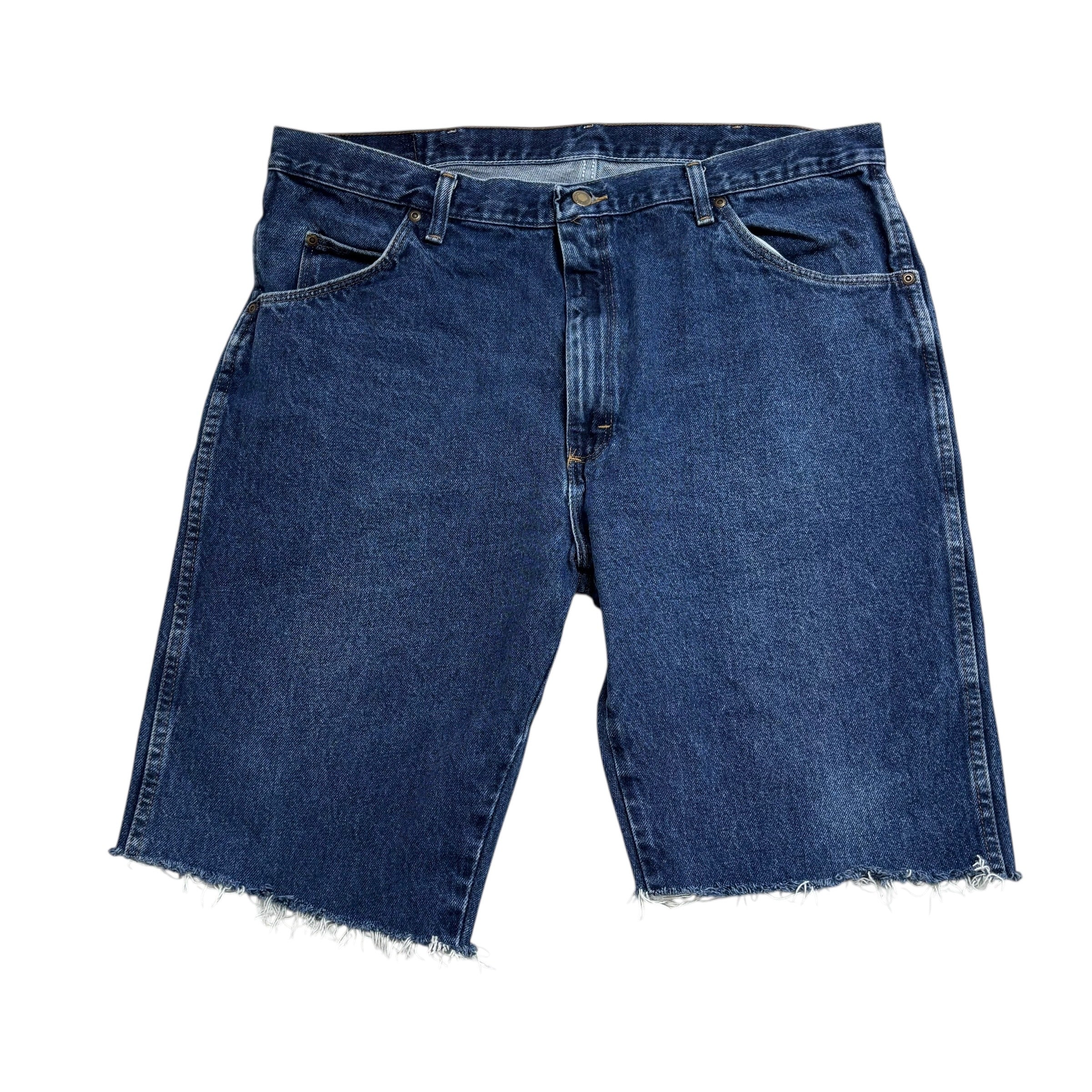Wrangler Denim Shorts W40 Mens Jorts Mid Blue Regular Fit Cut Offs