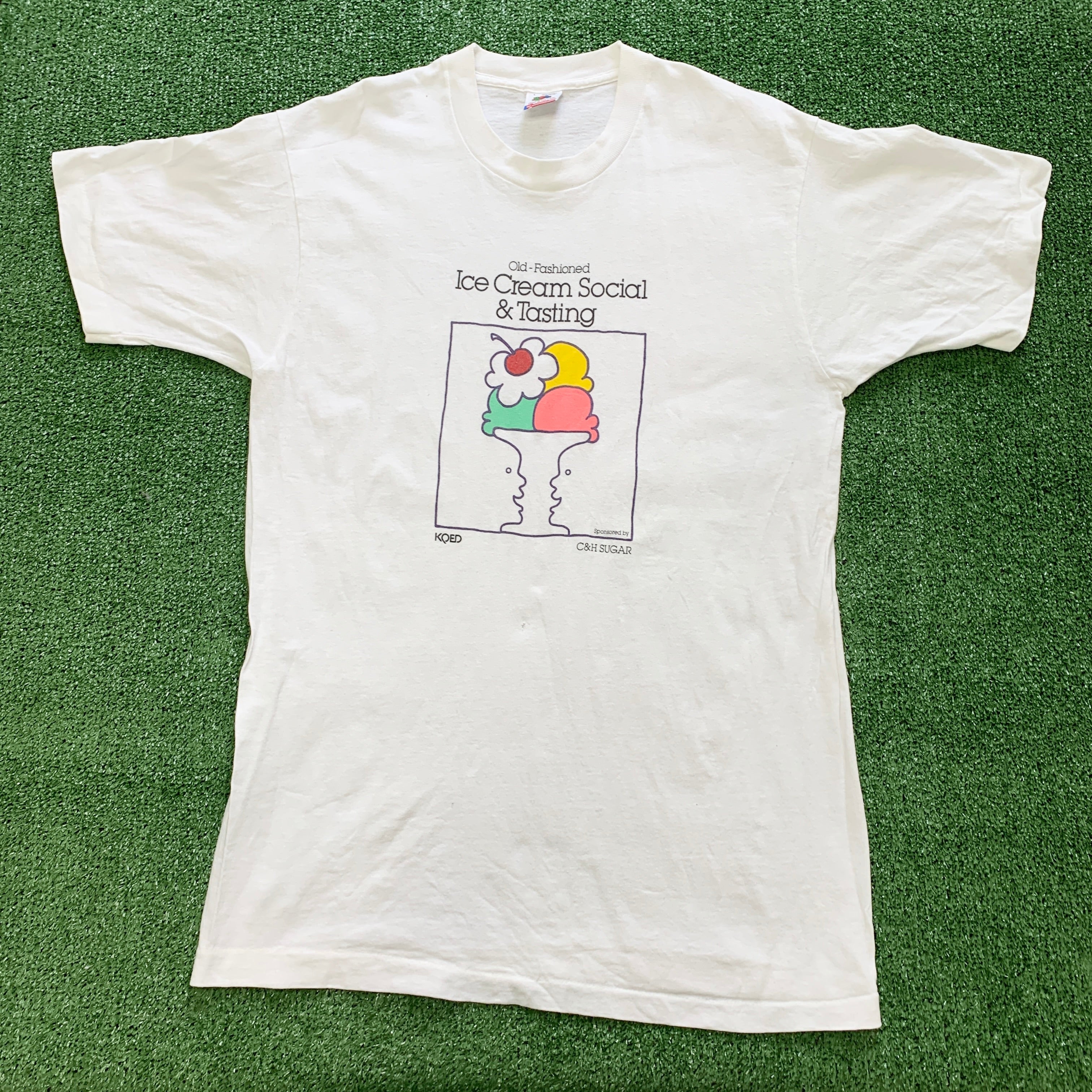 Vintage T Shirt Mens Large White Single Stitch Graphic Print 90s USA