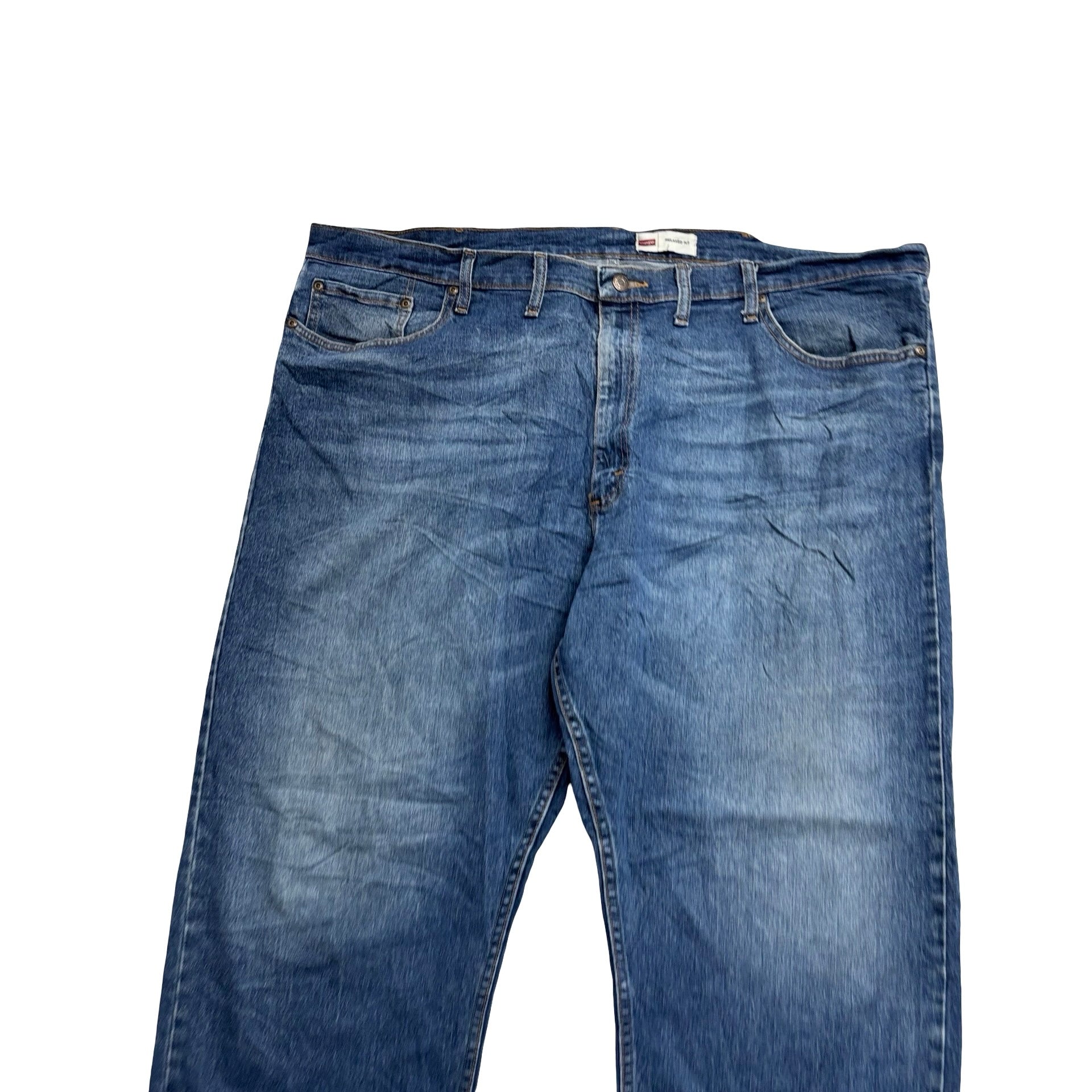 Wrangler Jeans W46 L30 Mens Mid Blue Relaxed Straight Fit Stretch Denim