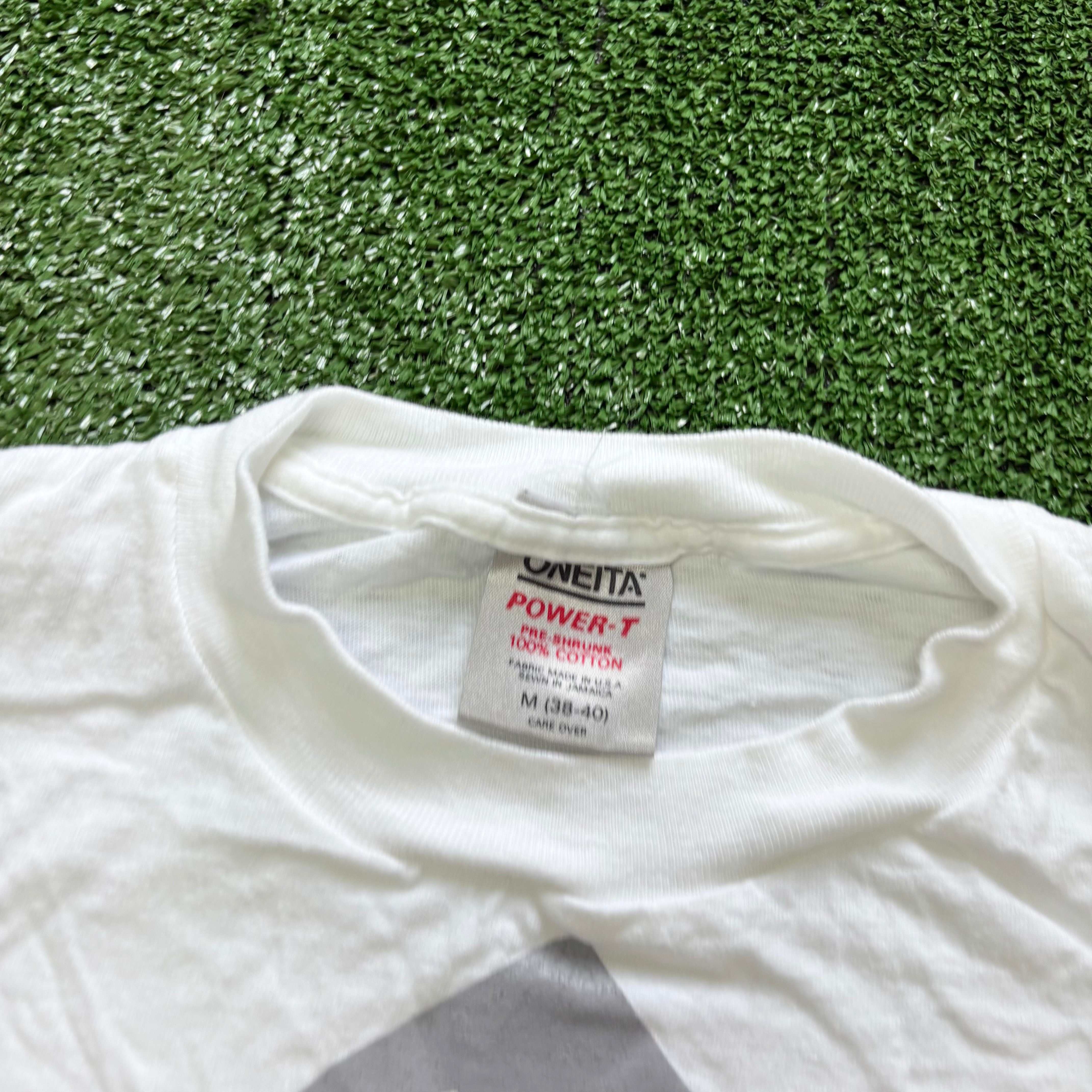 Vintage T Shirt Mens Small White Single Stitch Graphic Print 90s