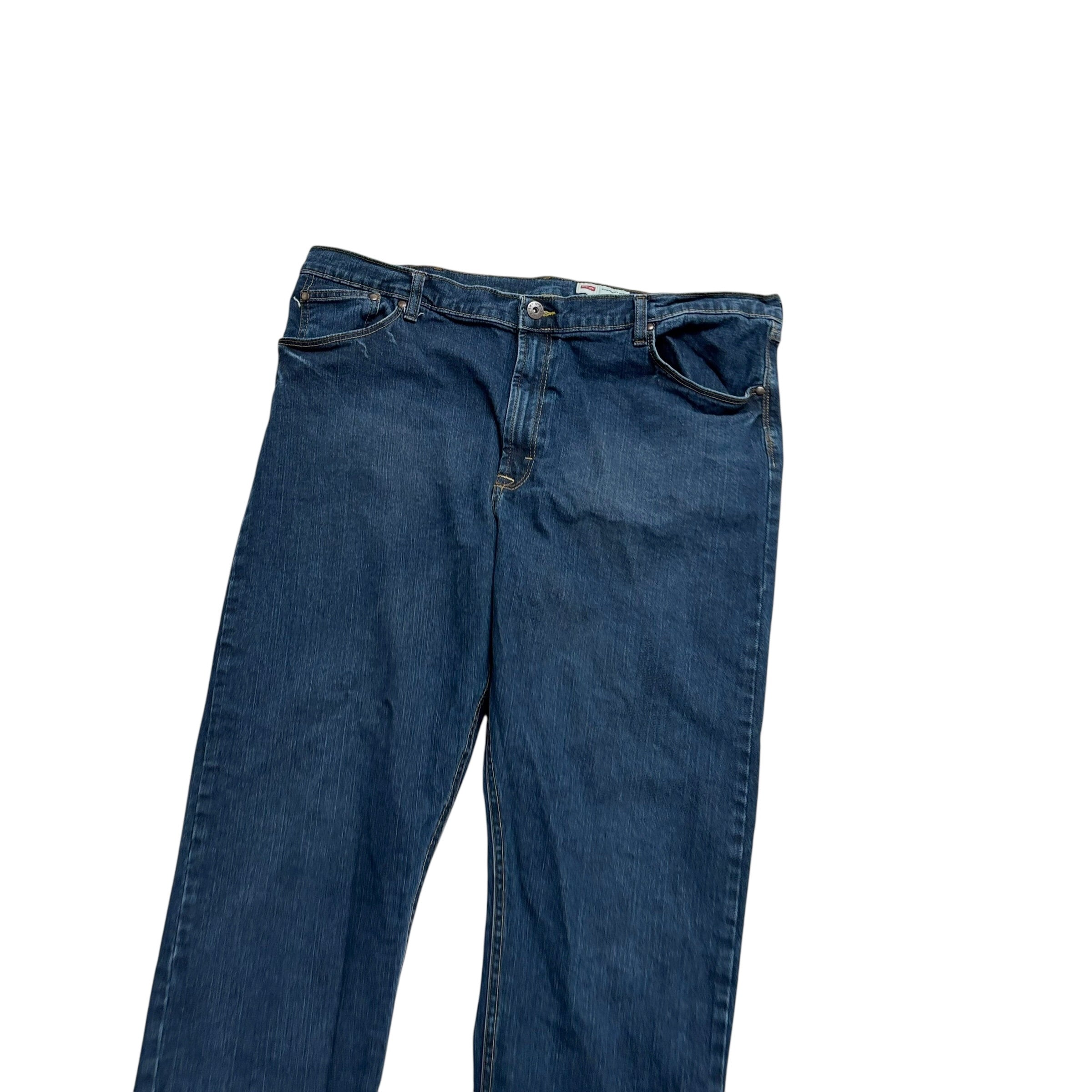 Wrangler Jeans W42 L30 Mens Dark Blue Regular Straight Fit Stretch Denim (E)