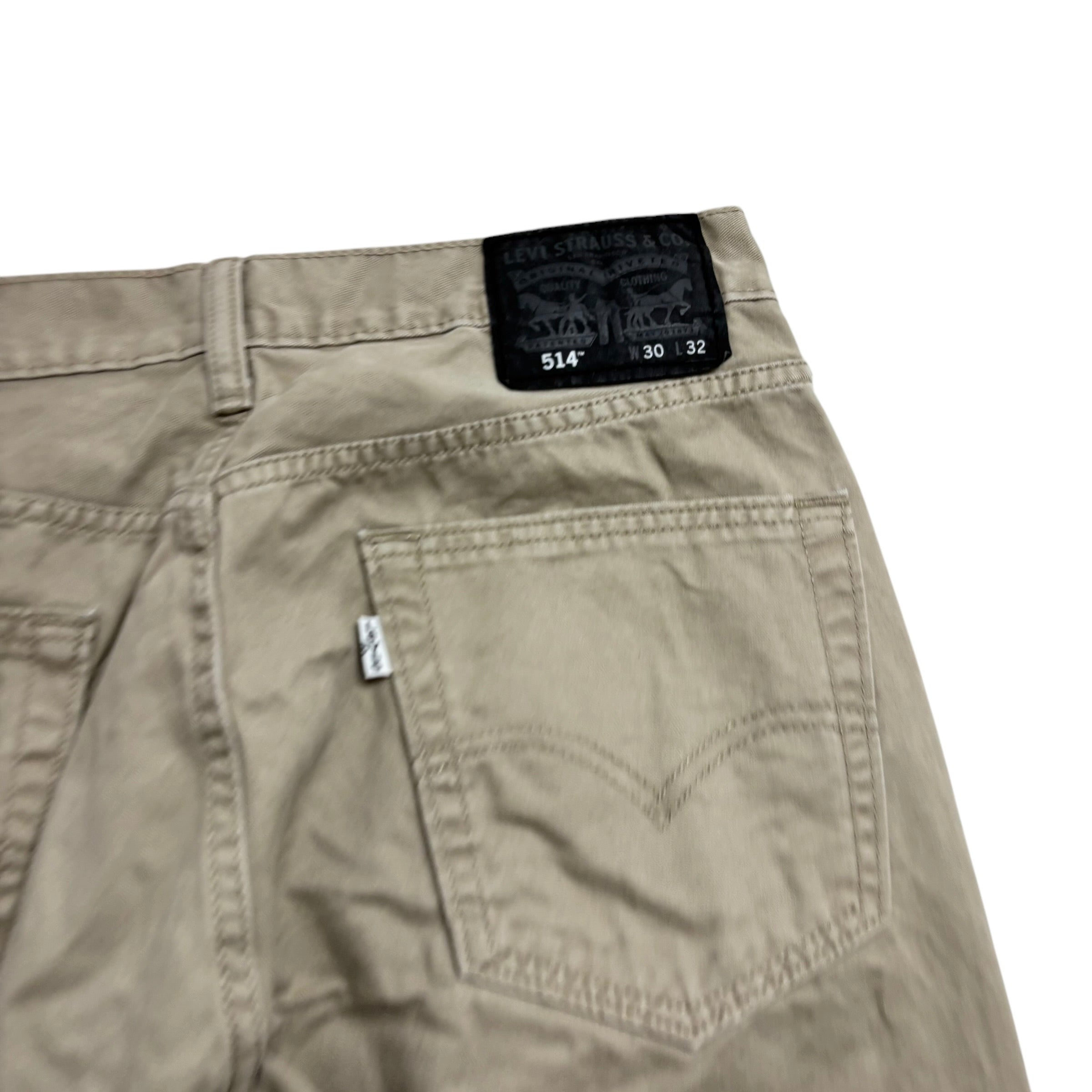 Levis 514 Chino Trousers W30 L32 Mens Beige Cream Regular Straight Pants (E)