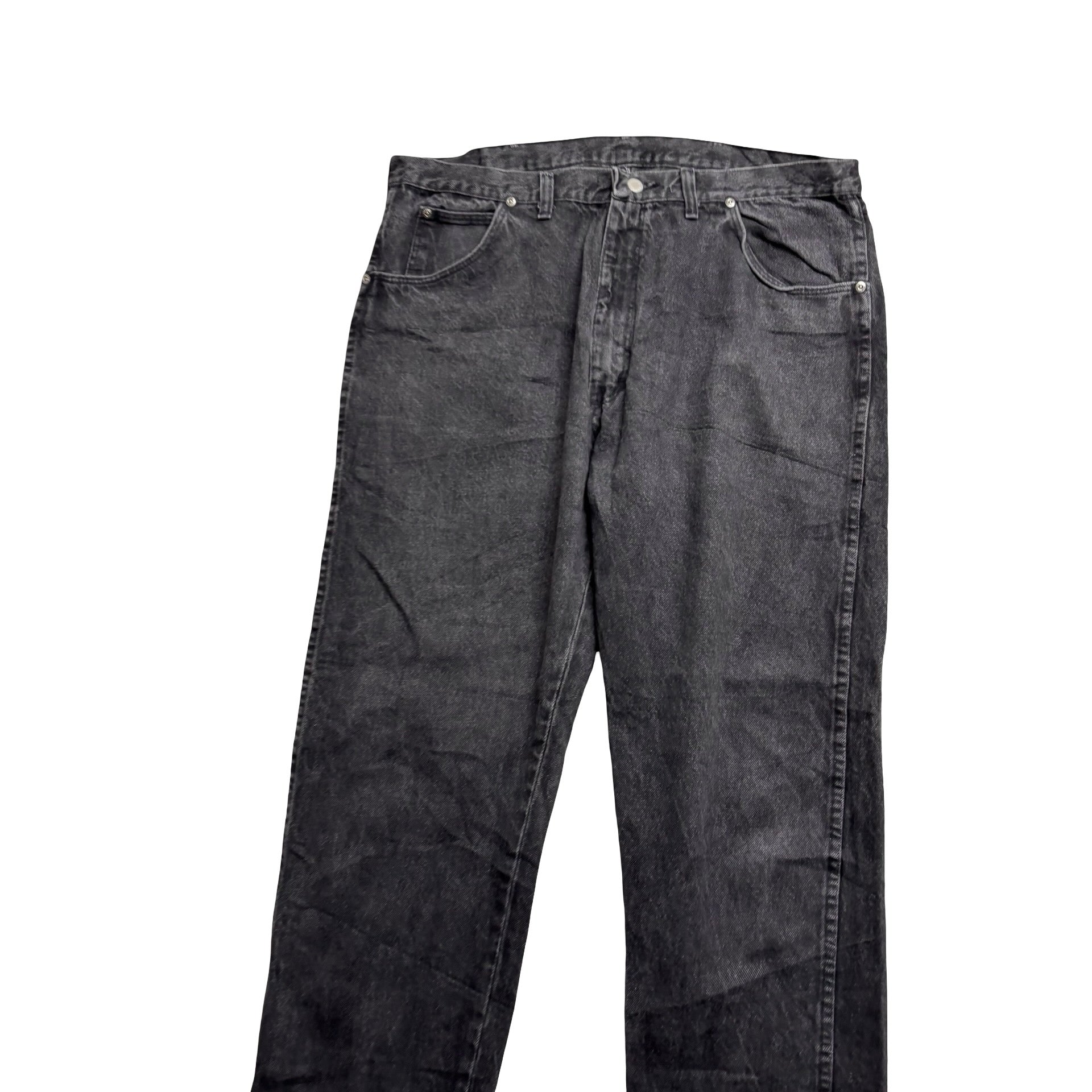 Wrangler Jeans W38 L32 Mens Black Regular Straight Fit Vintage Denim (E)