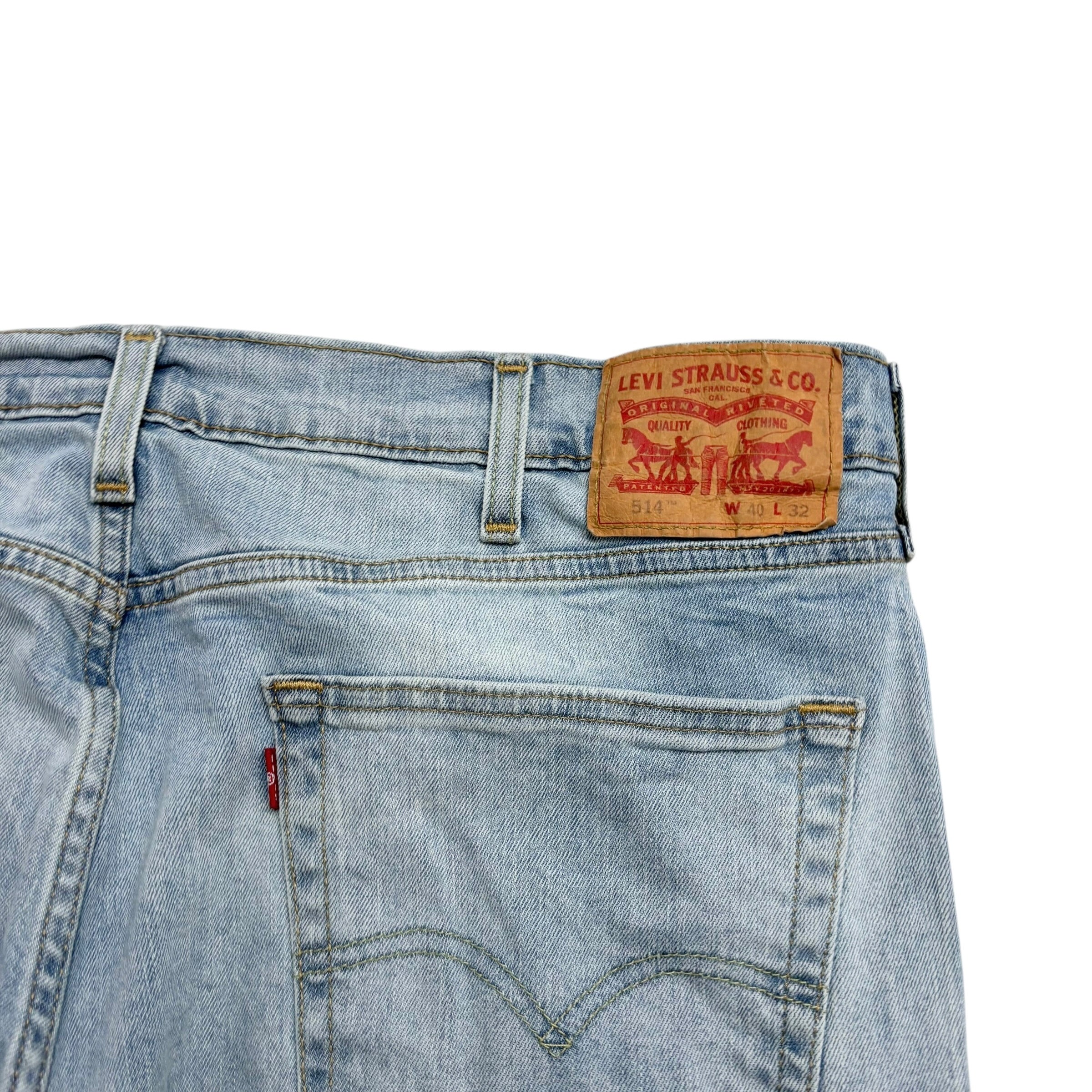 Levis 514 Jeans W40 L32 Mens Light Blue Regular Straight Fit Stretch Denim (E)