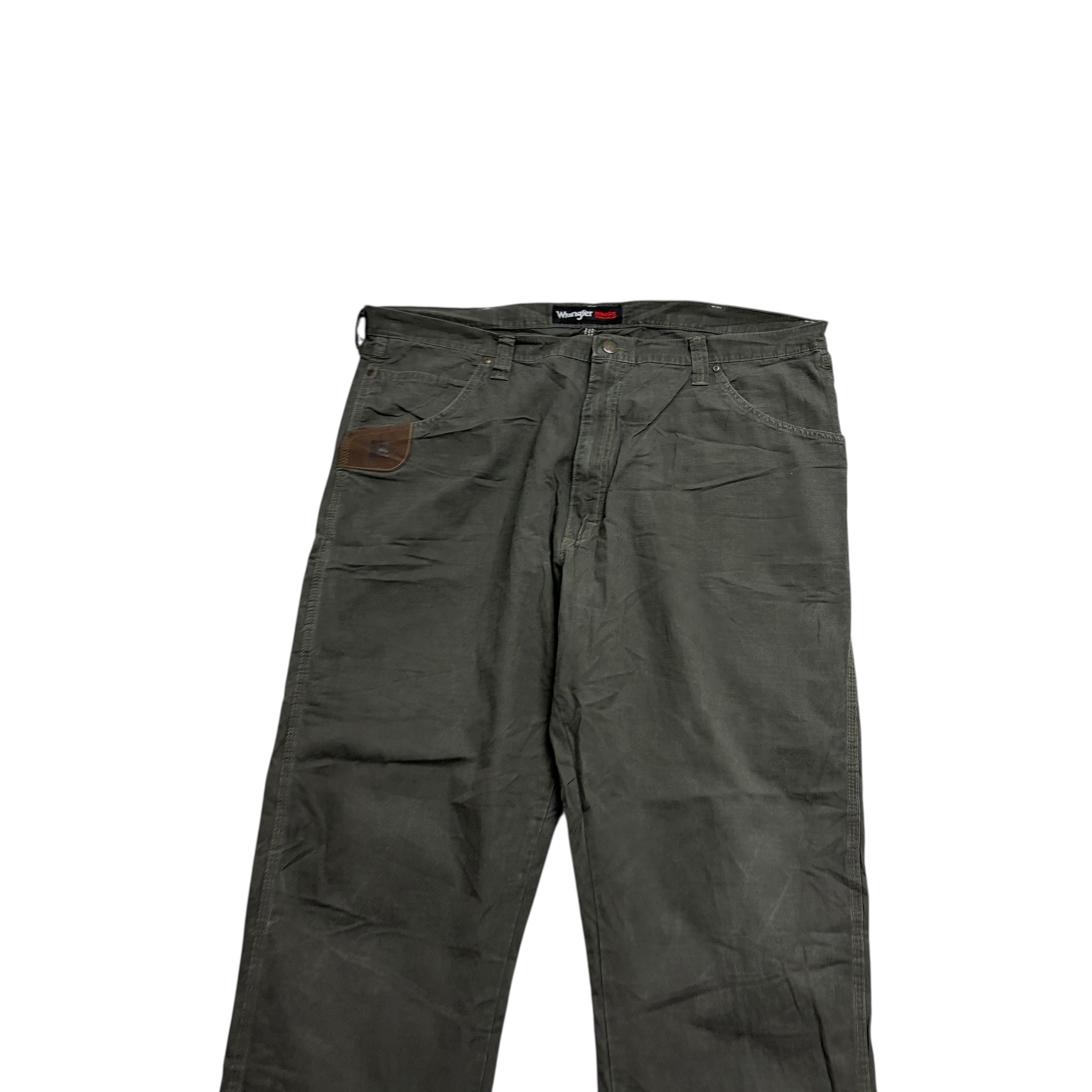 Wrangler Trousers W42 L34 Mens Olive Green Relaxed Straight Fit Pants