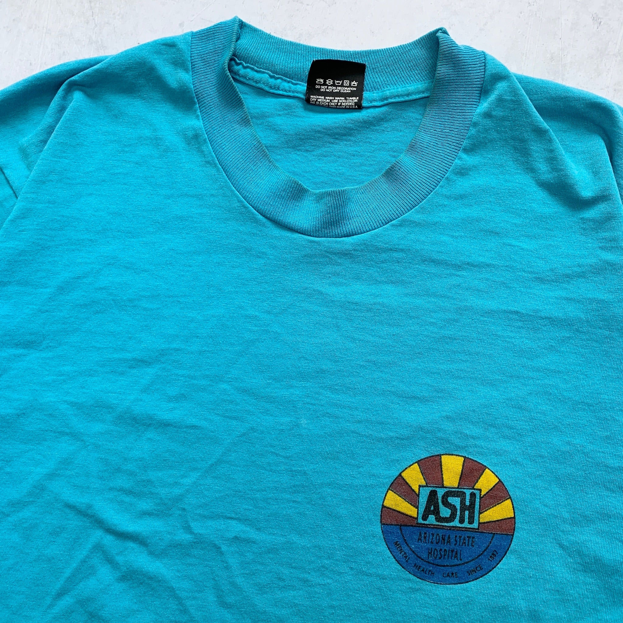 Vintage T Shirt Mens Medium Blue Single Stitch Graphic Print 90s USA