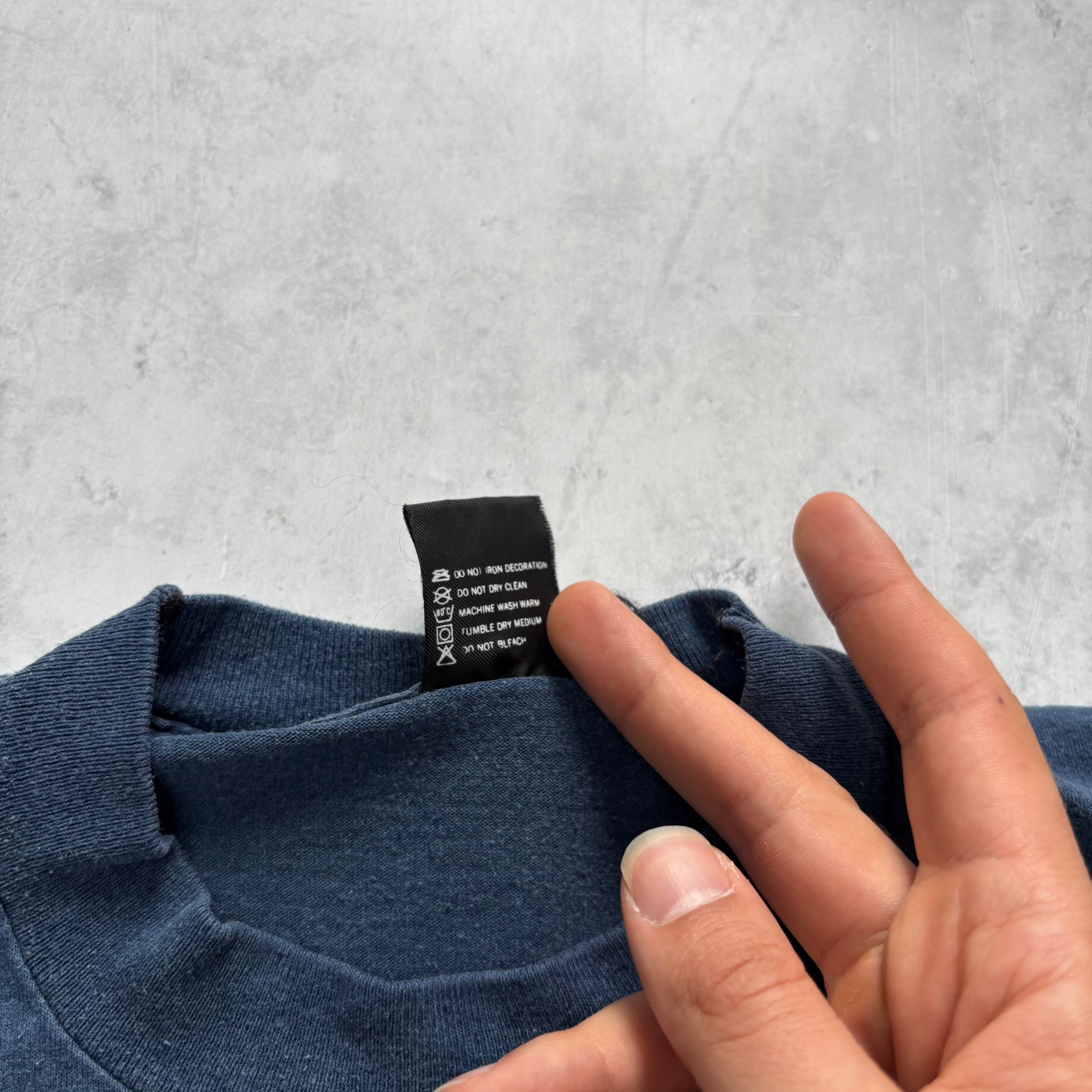 Vintage T Shirt Mens XS Navy Blue Single Stitch Graphic Print 90s USA Flag