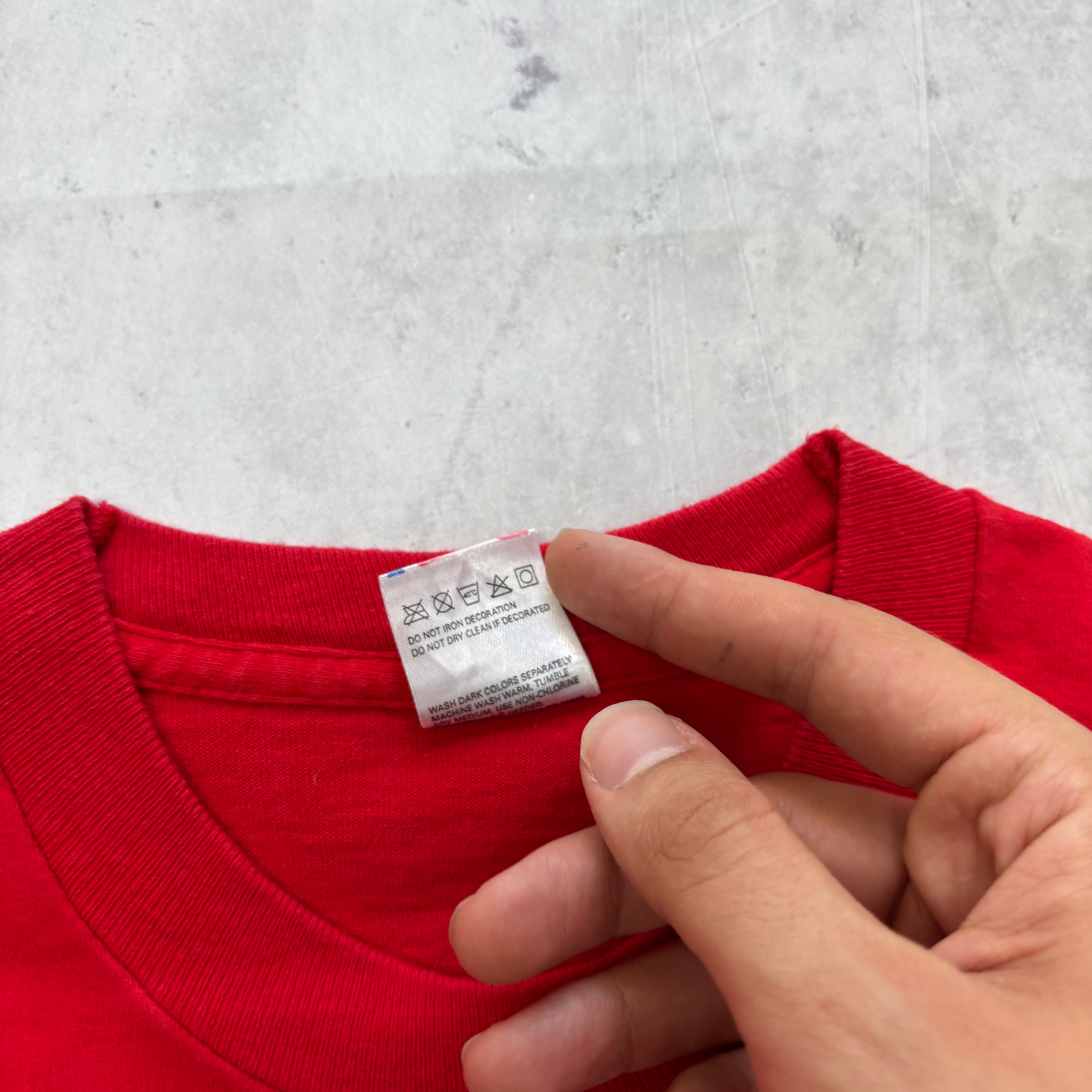 Vintage T Shirt Mens Large Red Single Stitch Graphic Print 90s College NFL (E)