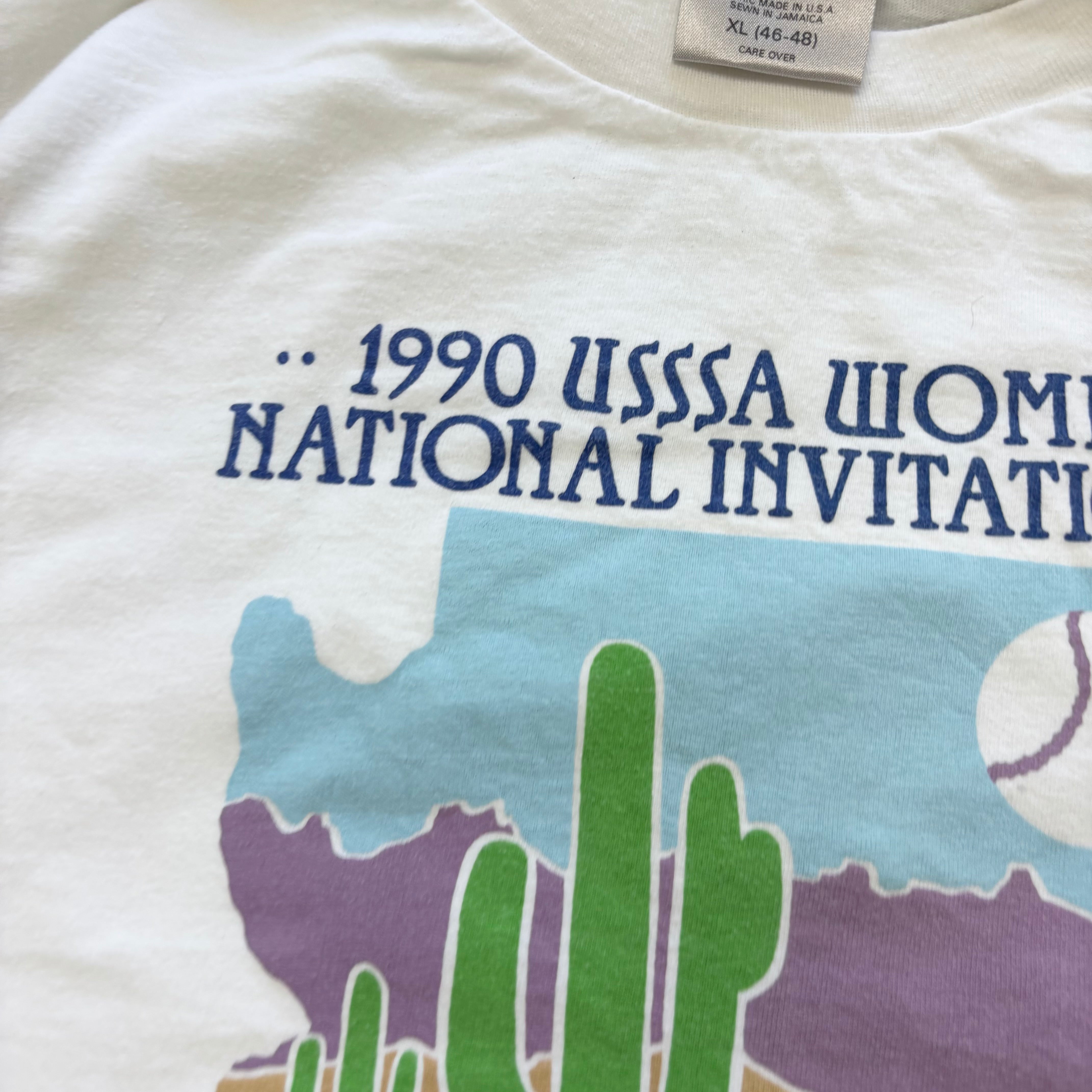 Vintage T Shirt Mens Large White Single Stitch Graphic Print 90s USA (E)