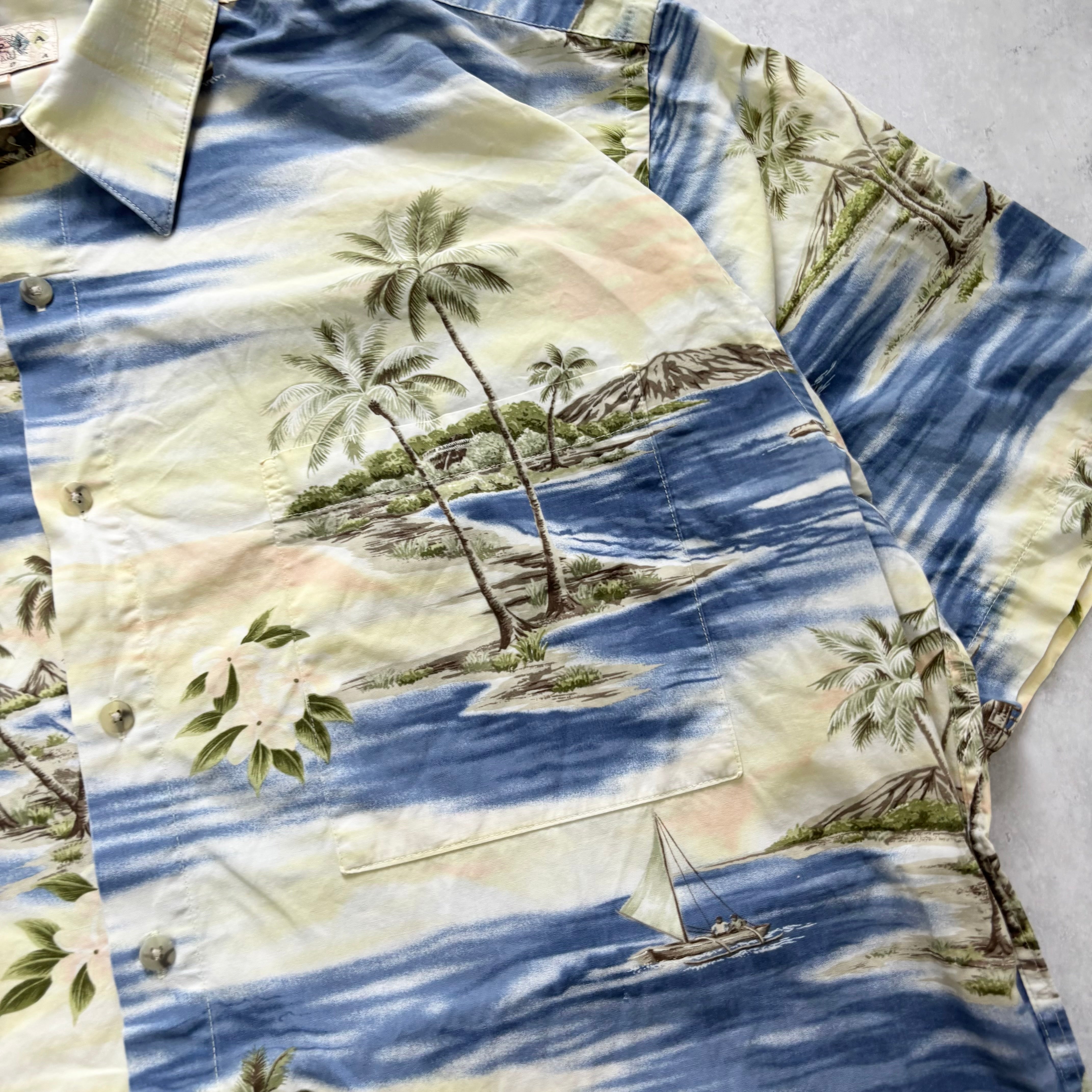 Vintage Hawaiian Shirt Mens Large Floral Aloha Short Sleeve Cotton