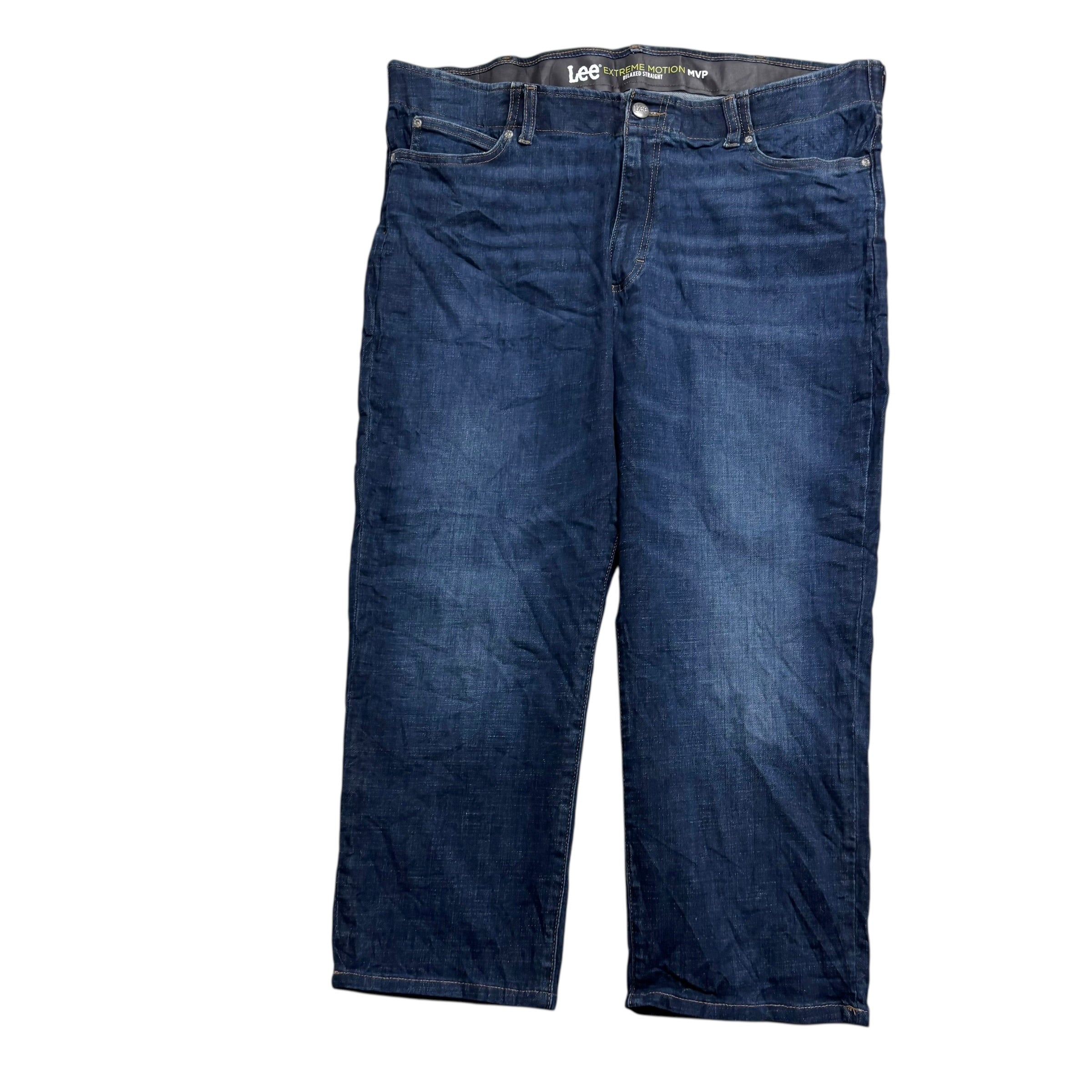Lee Jeans W42 L25 Mens Dark Blue Relaxed Straight Fit Stretch Denim (E)