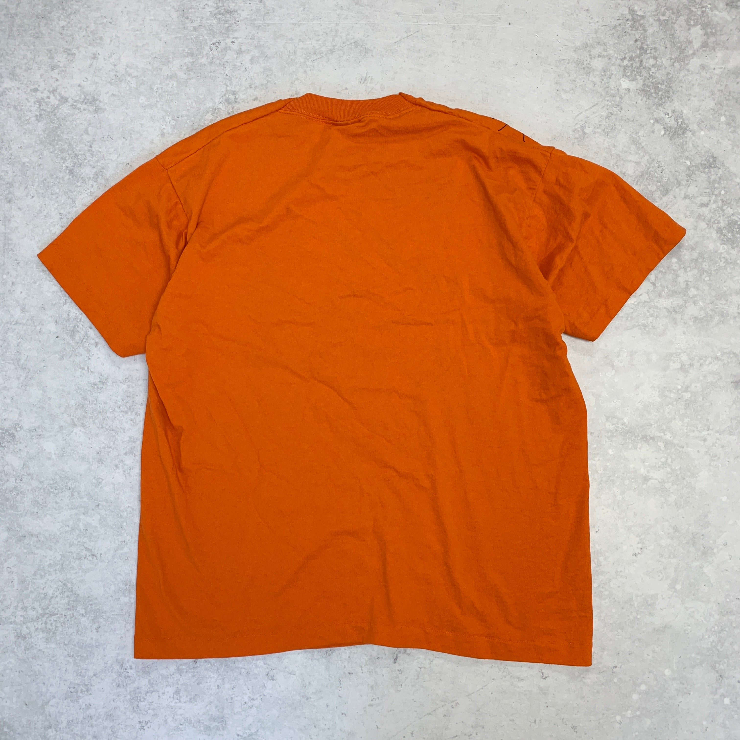 Vintage T Shirt Mens Large Orange Single Stitch Graphic Print USA 90s Halloween