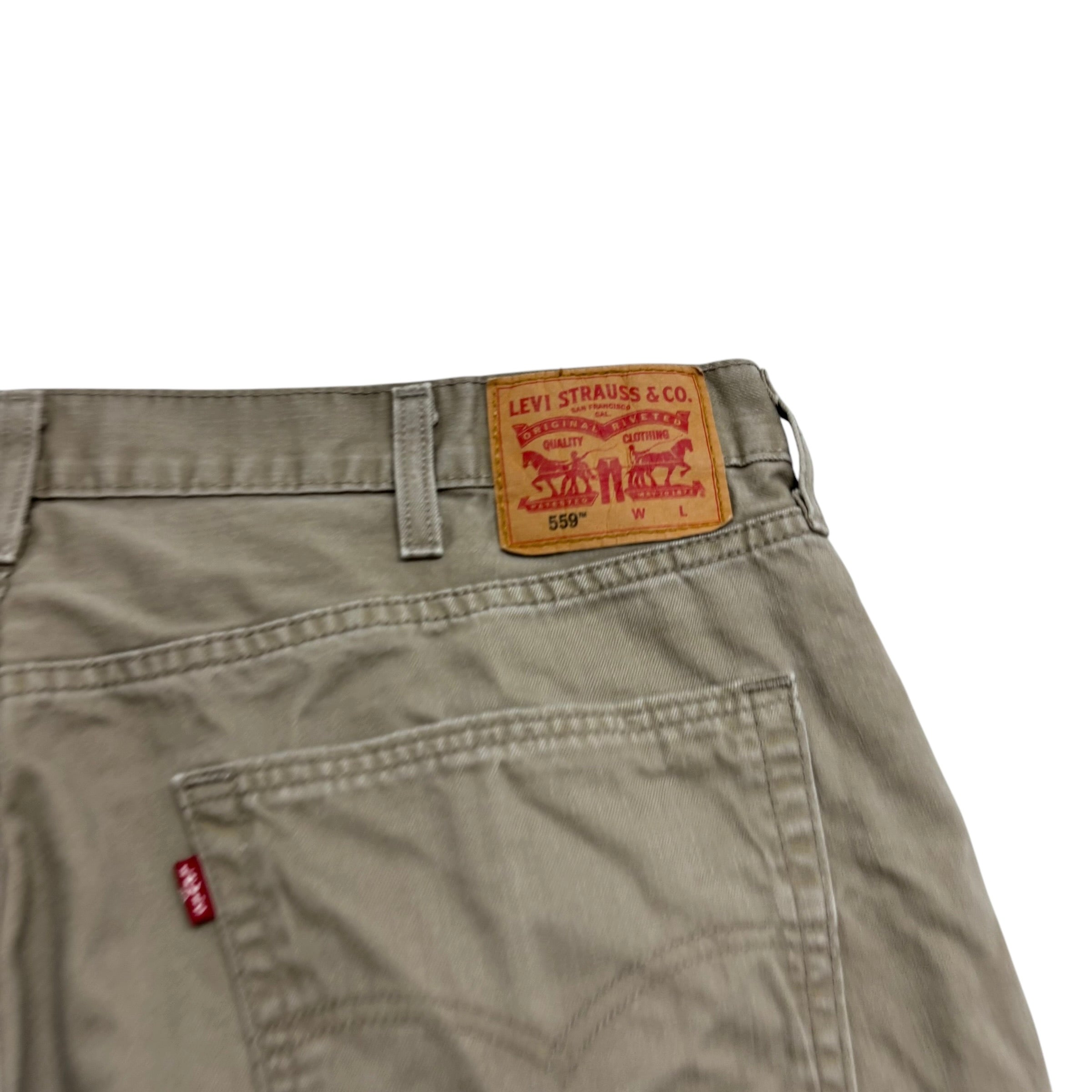 Levis 559 Trousers W42 L32 Mens Beige Baggy Relaxed Straight Fit Pants (E)