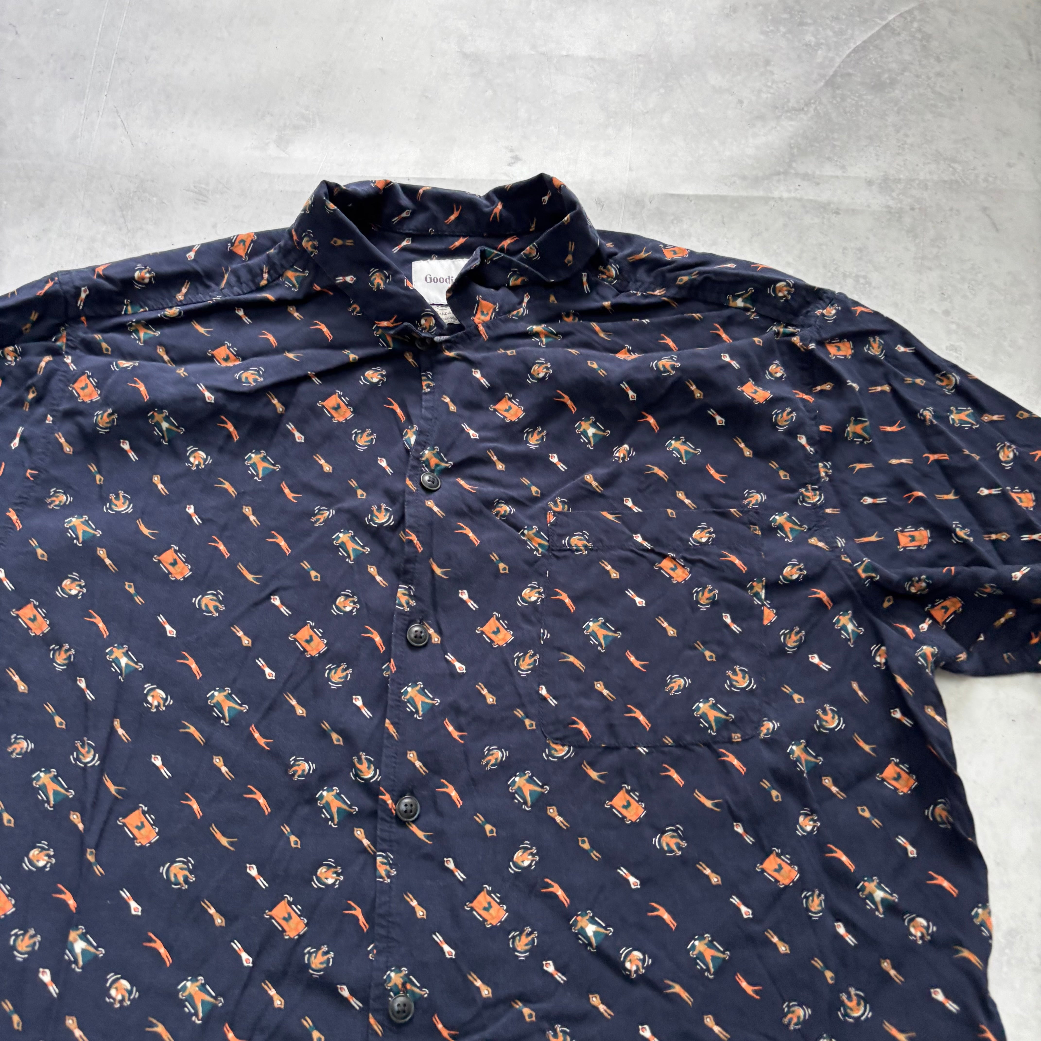 Hawaiian Shirt Mens XL Navy Floral Aloha Short Sleeve Rayon Regular Fit (E)