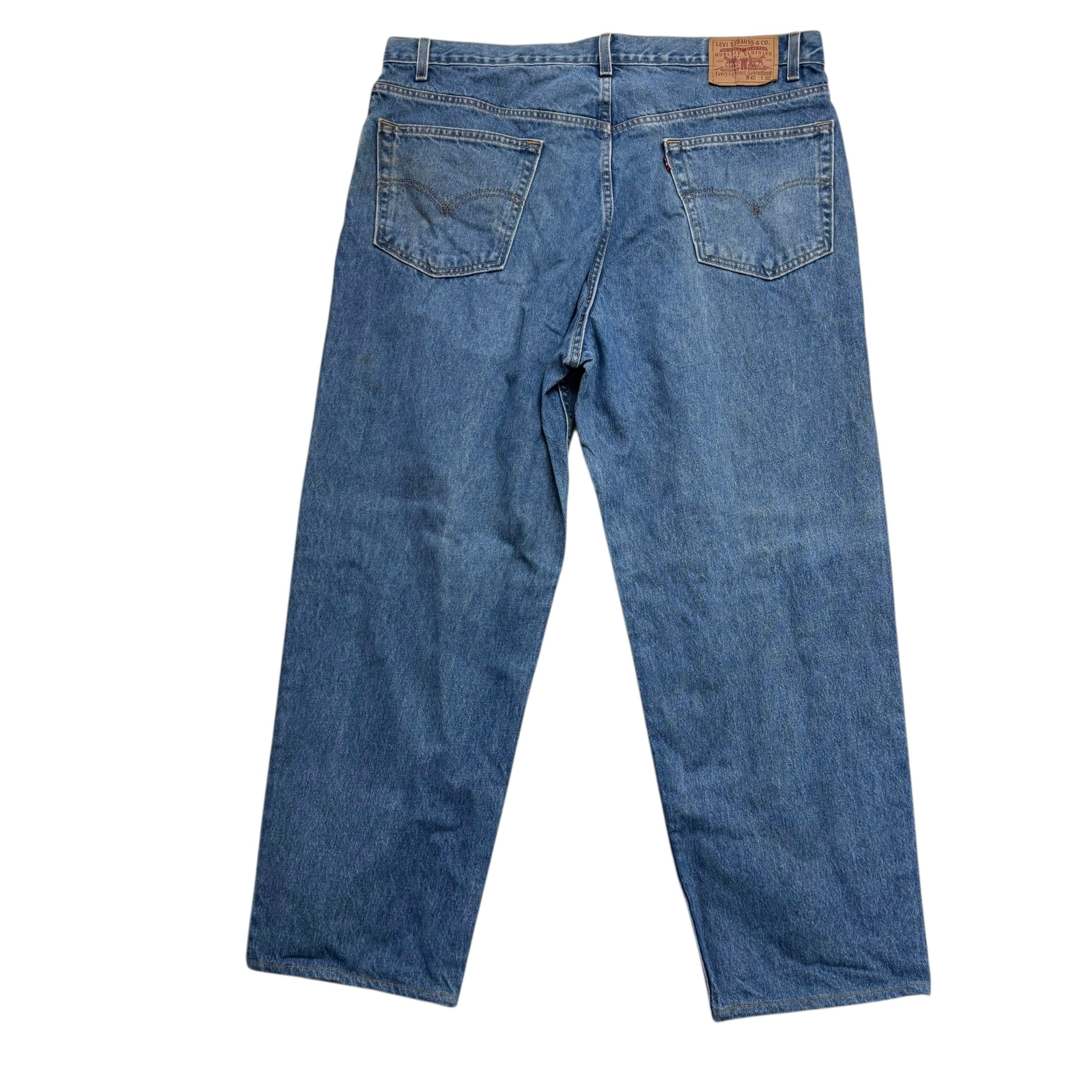 Levis Jeans W42 L29 Mens Mid Blue Baggy Relaxed Straight Fit Vintage Denim