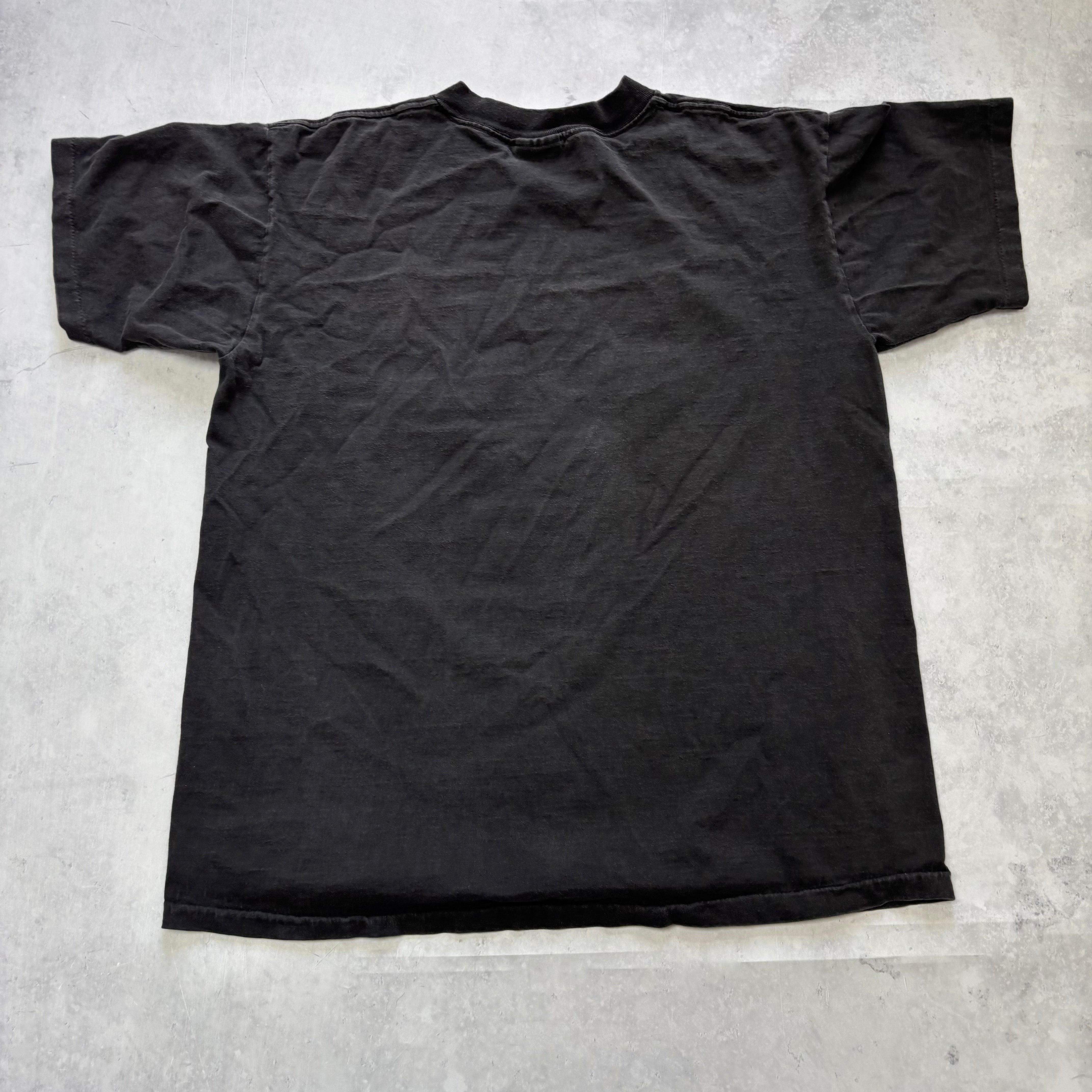 Vintage T Shirt Mens Medium Black Single Stitch Graphic Print 90s Fish (E)