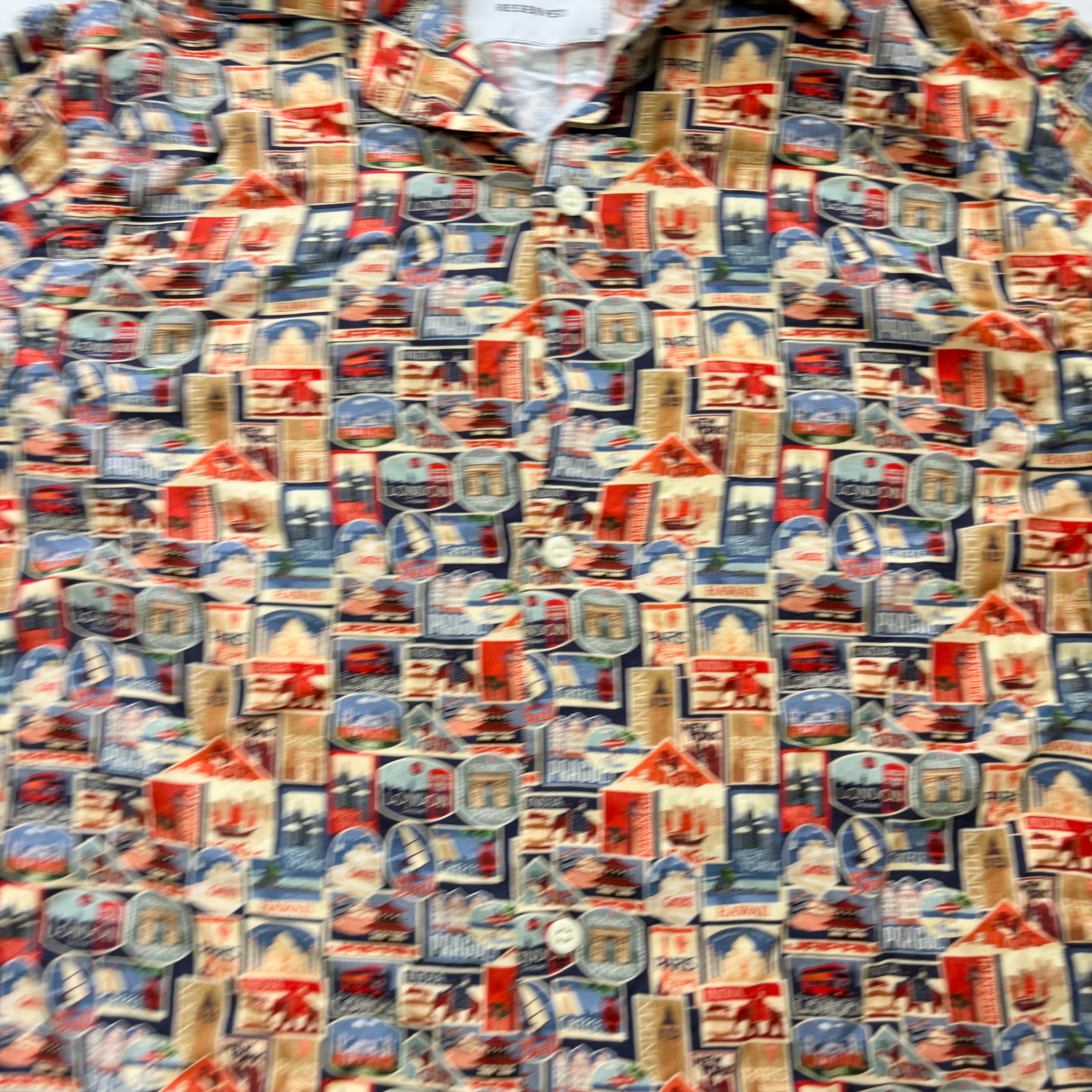 Reserved Shirt Mens Small Red All Over Print Short Sleeve Viscose (E)