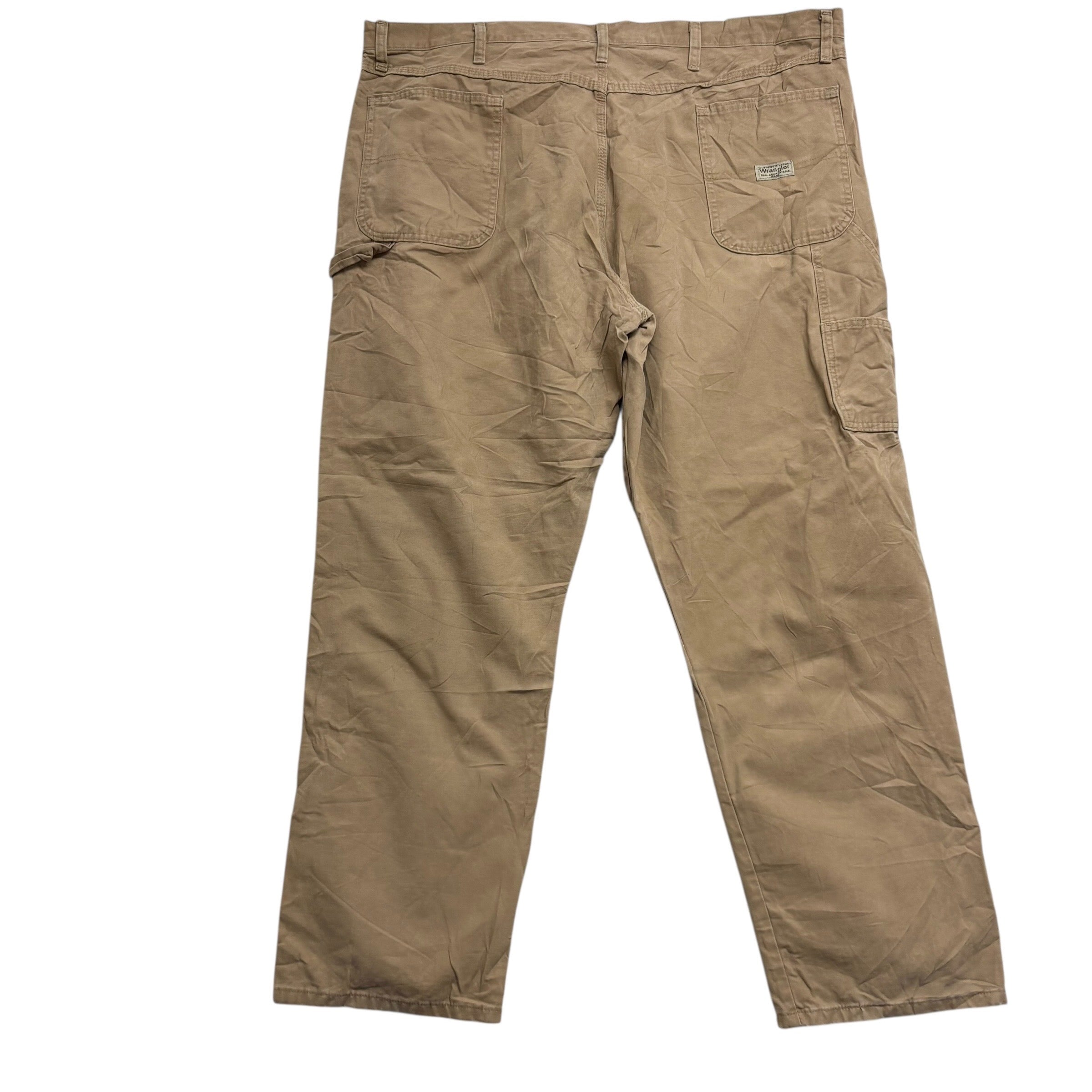 Wrangler Carpenter Pants W44 L32 Mens Tan Relaxed Straight Fit Trousers