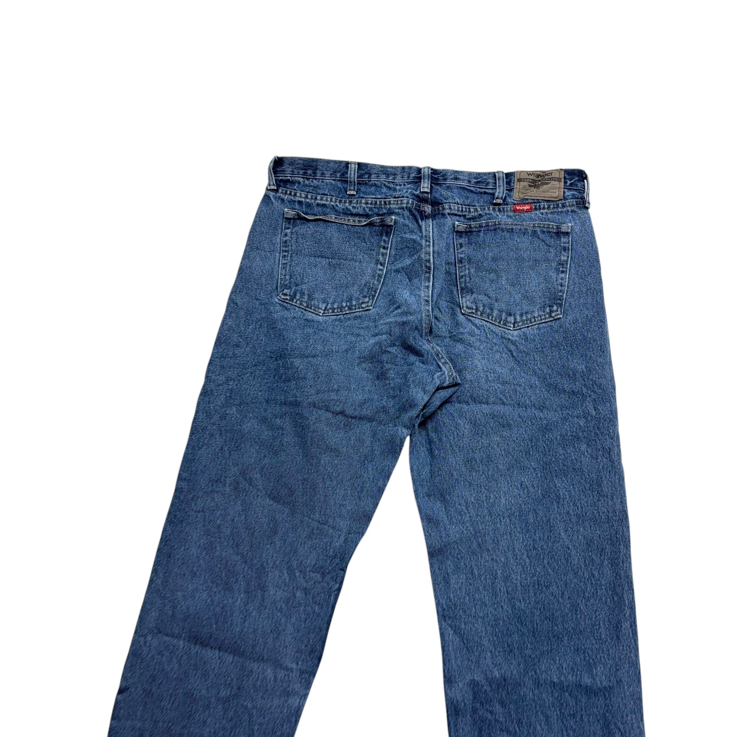 Wrangler Jeans W37 L32 Mens Mid Blue Baggy Relaxed Straight Fit Denim (E)