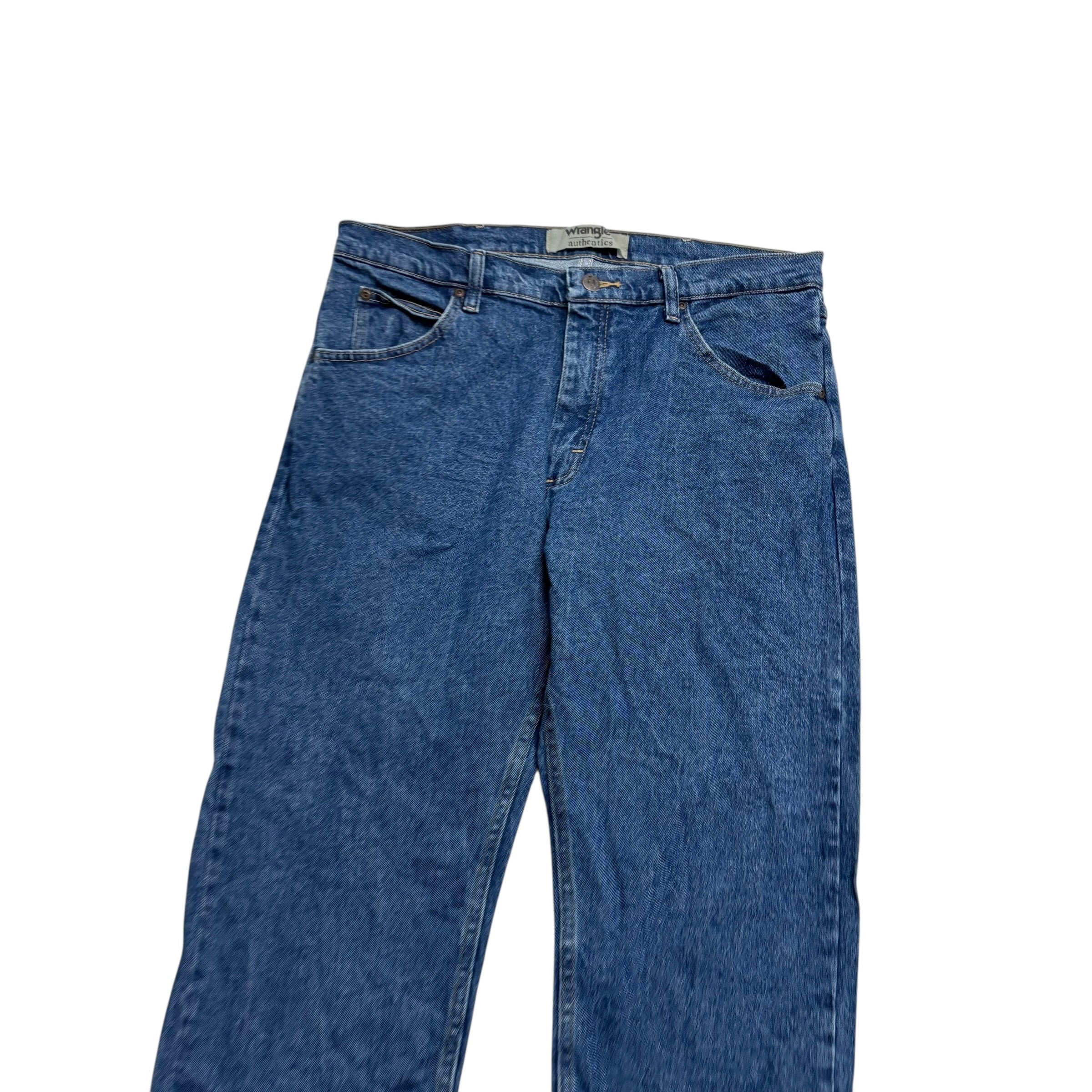 Wrangler Jeans W34 L29 Mens Mid Blue Regular Straight Fit Stretch Denim (E)