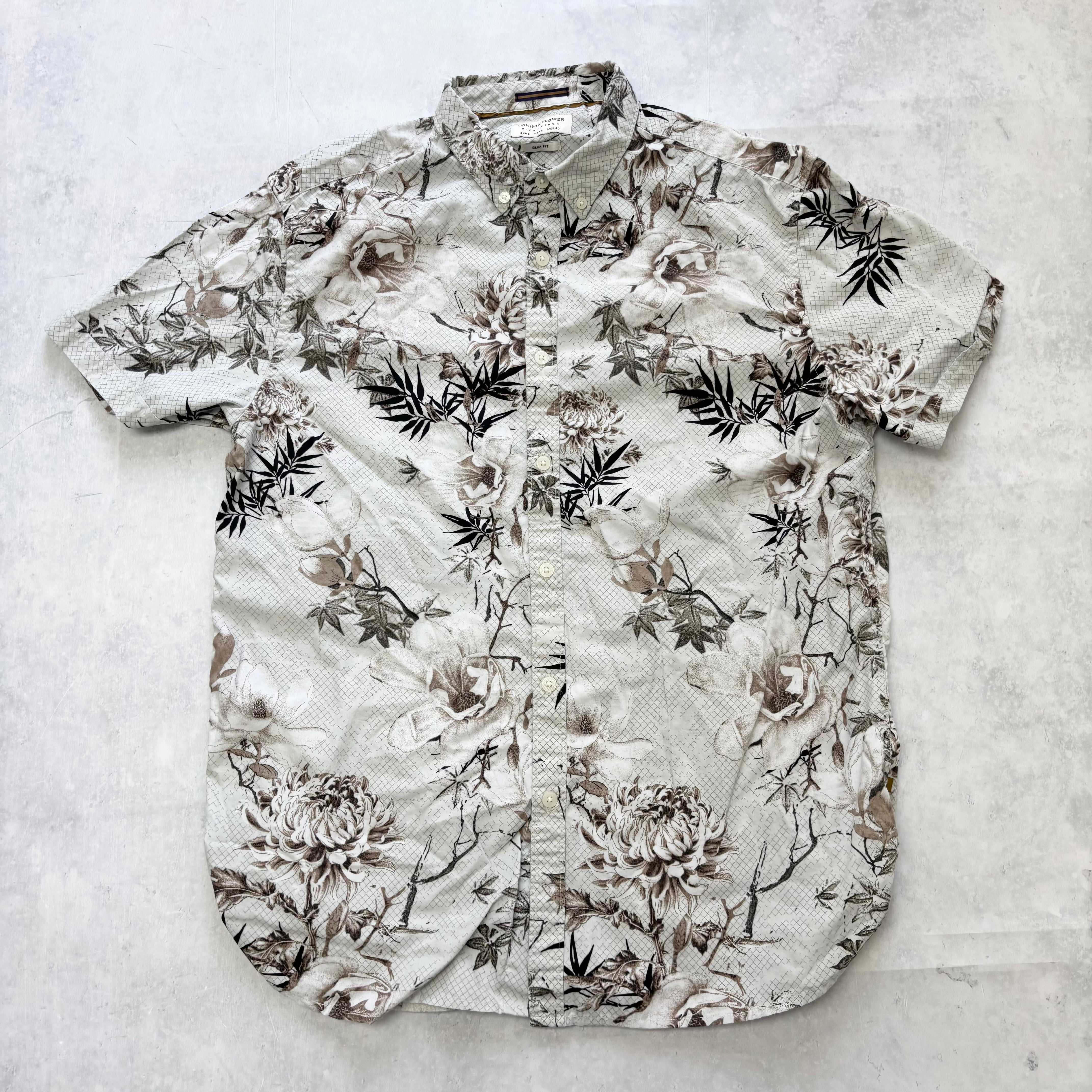 Hawaiian Shirt Mens Large Floral Aloha Short Sleeve Cotton Slim Fit (E)