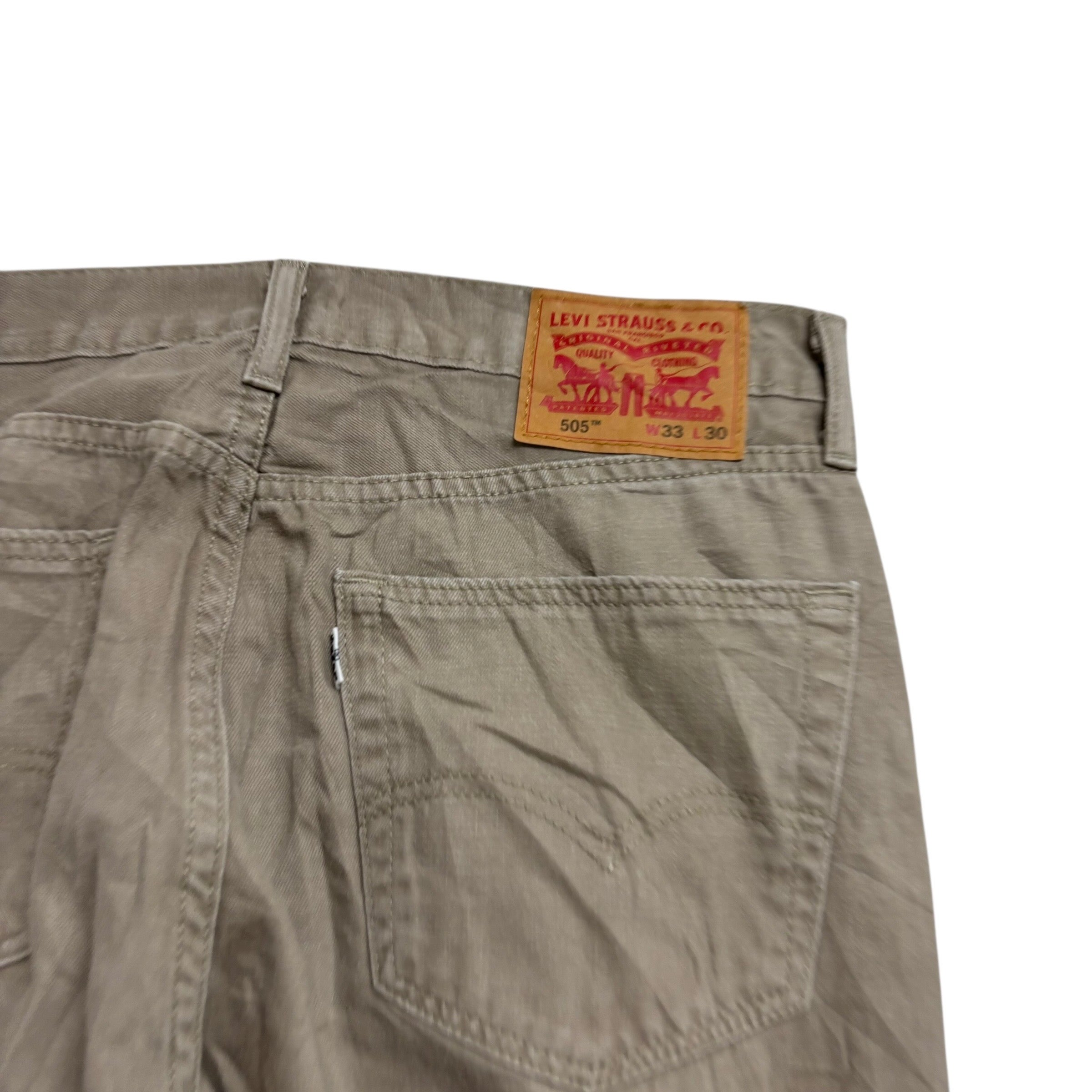 Levis 505 Trousers W33 L30 Mens Beige Regular Straight Fit Cotton Pants (E)