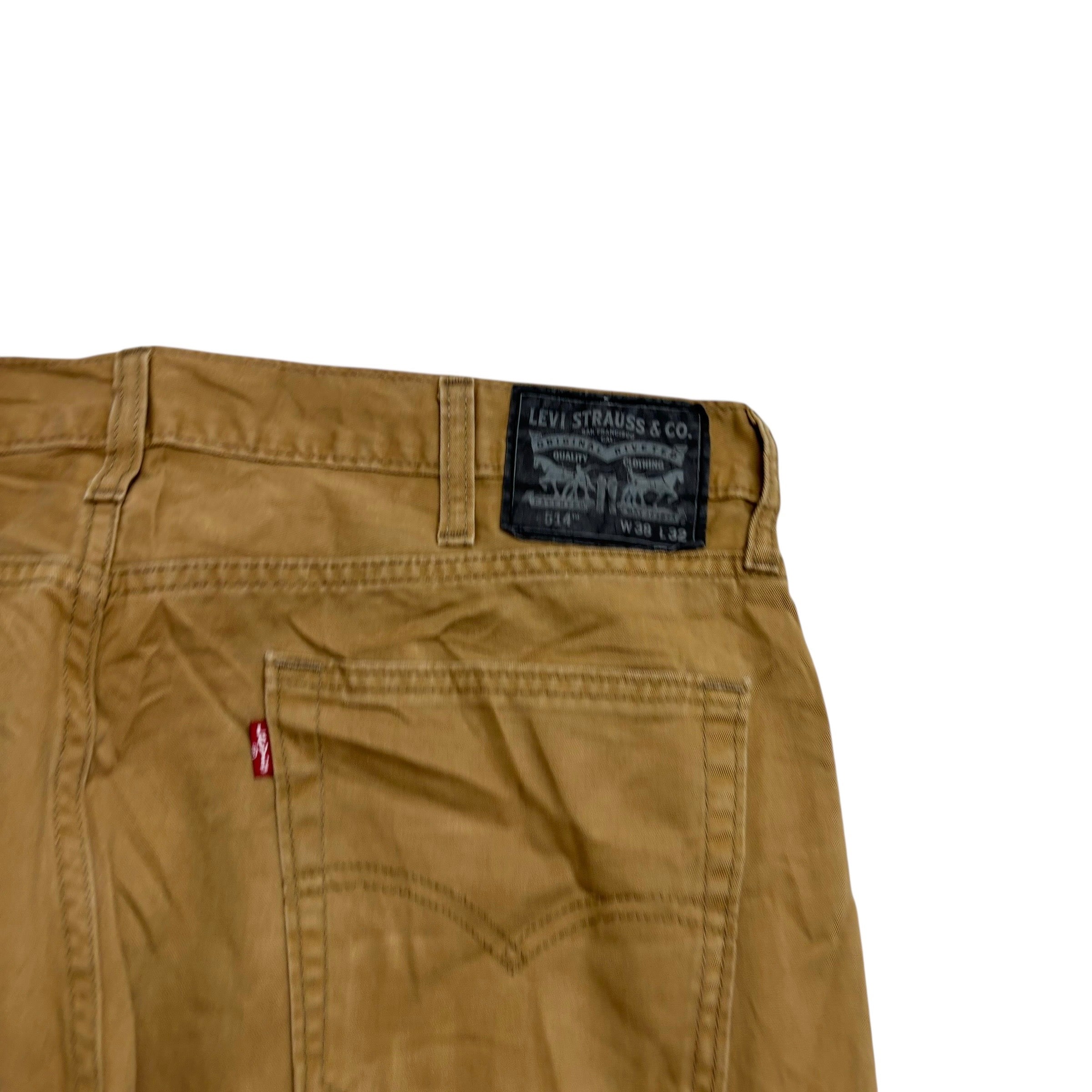 Levis 514 Trousers W38 L32 Mens Tan Regular Straight Fit Pants (E)