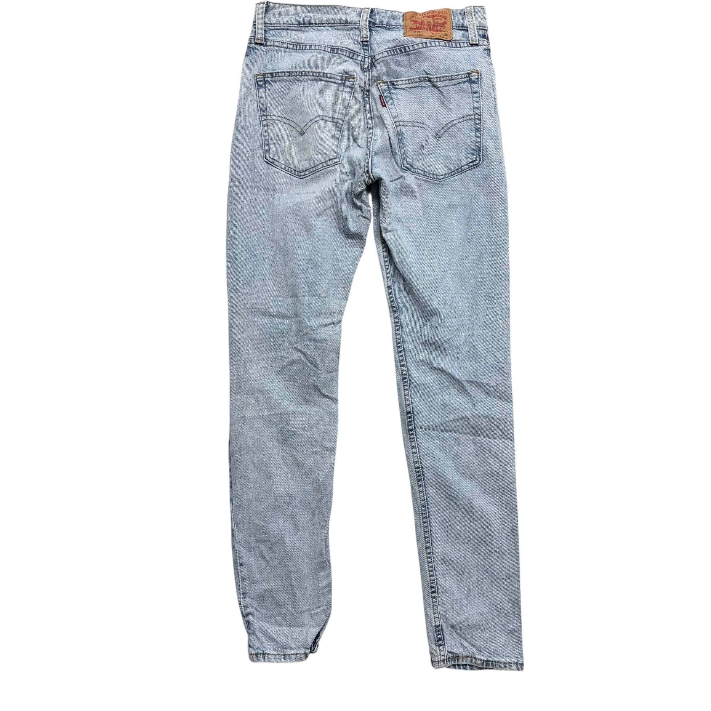 Levis 512 Jeans W30 L32 Mens Light Blue Slim Tapered Fit Stretch Distressed