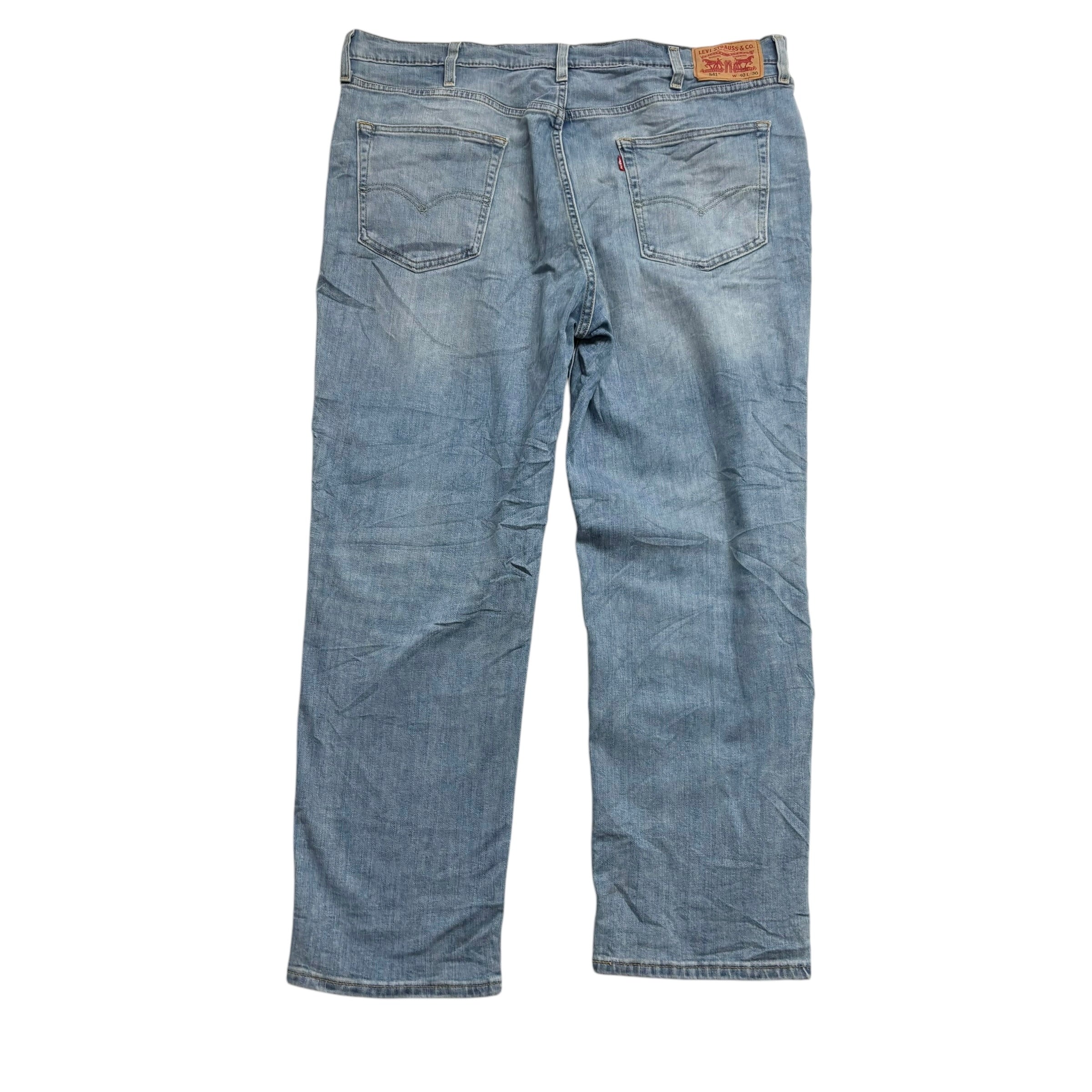 Levis 541 Jeans W40 L30 Mens Light Blue Athletic Tapered Fit Stretch Denim (E)