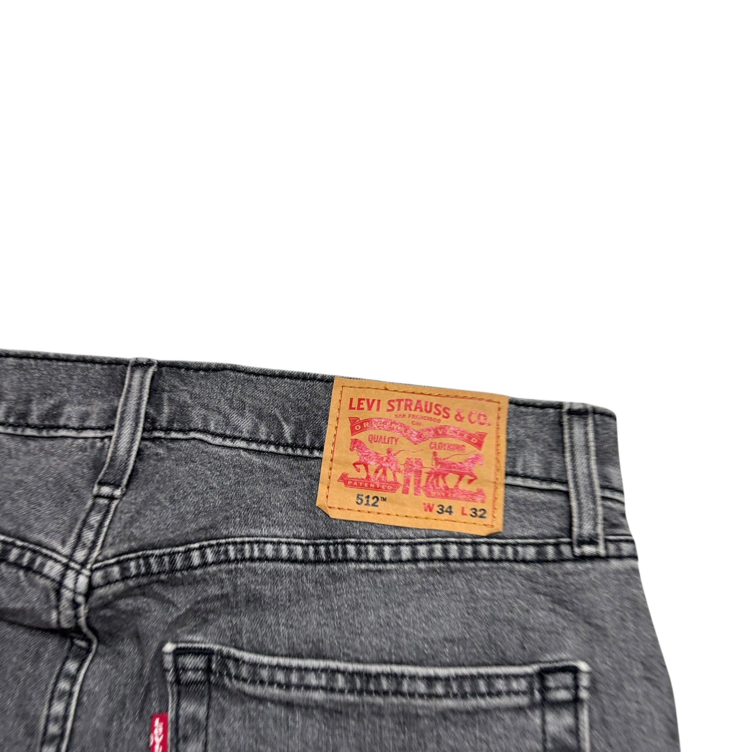 Levis 512 Jeans W34 L32 Mens Grey Slim Tapered Fit Stretch Denim (E)