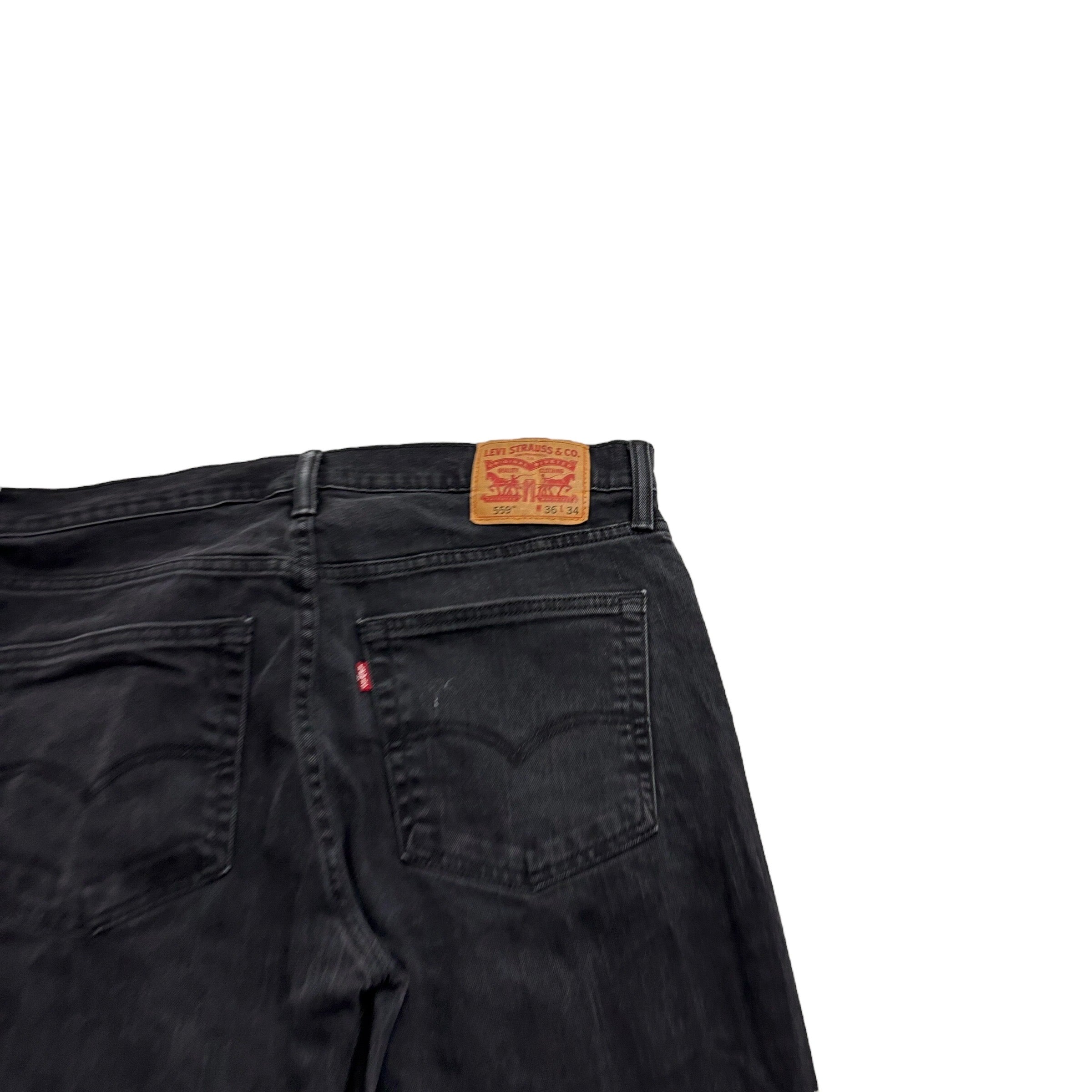 Levis 559 Jeans W36 L34 Mens Black Relaxed Straight Fit Stretch Denim