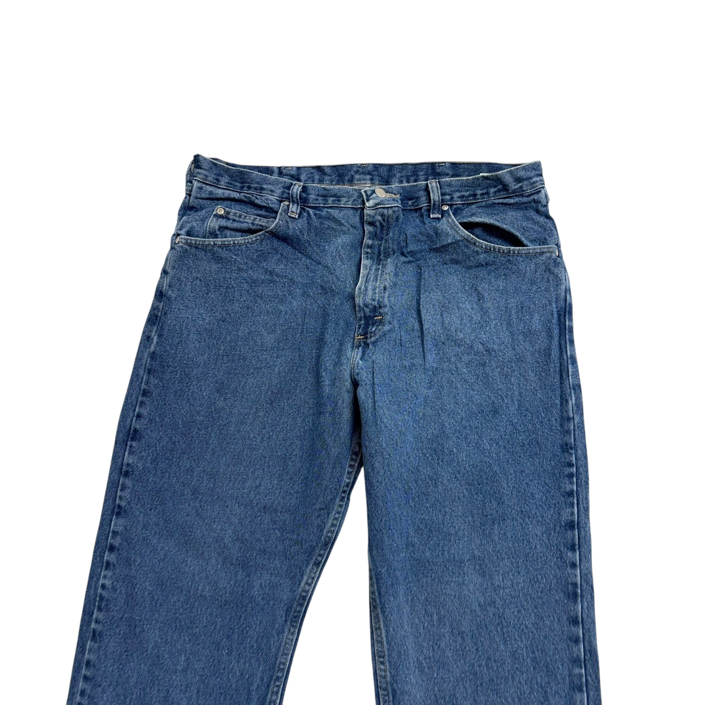 Wrangler Jeans W38 L30 Mens Mid Blue Relaxed Straight Fit Denim