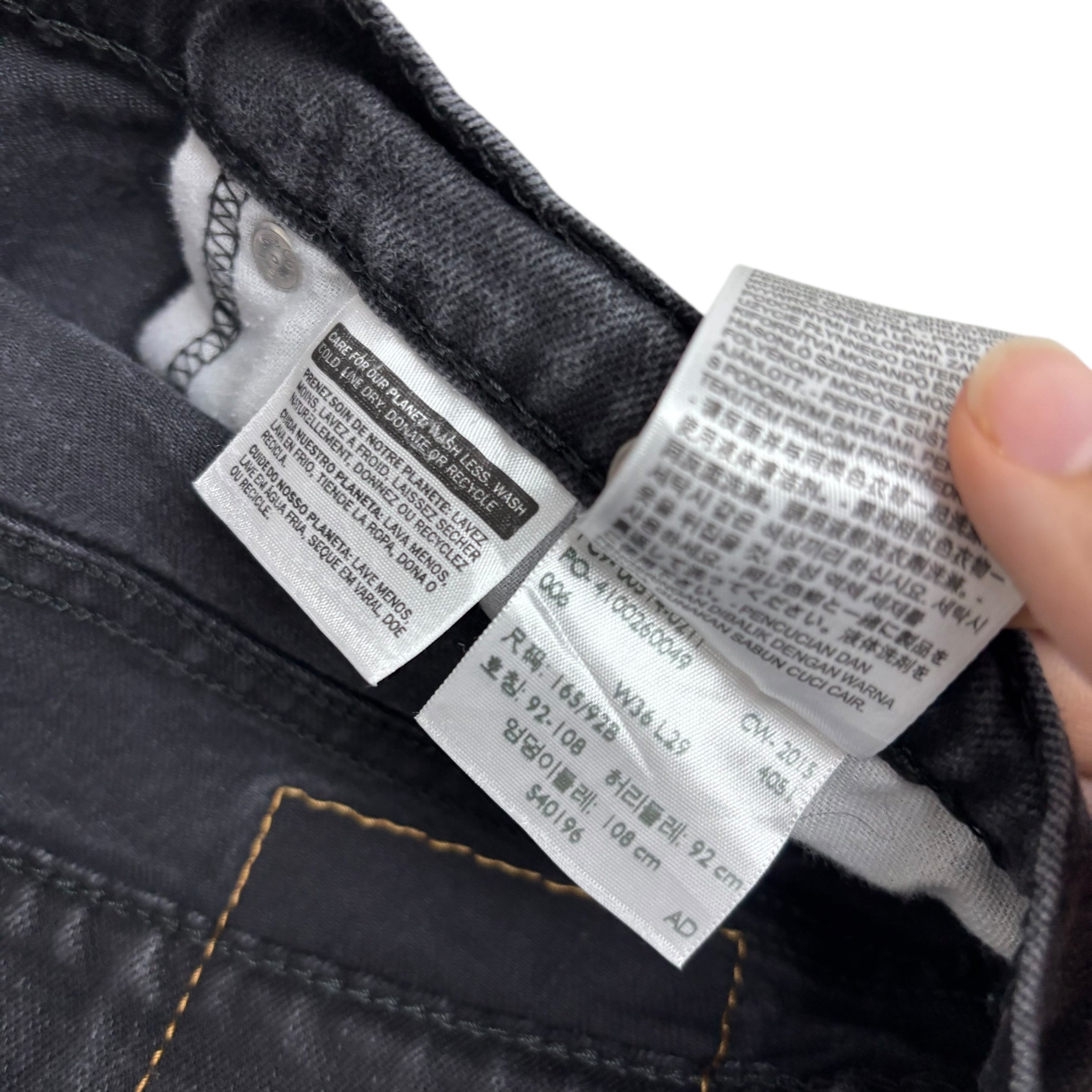 Levis 514 Jeans W36 L29 Mens Black Regular Straight Fit Stretch Denim