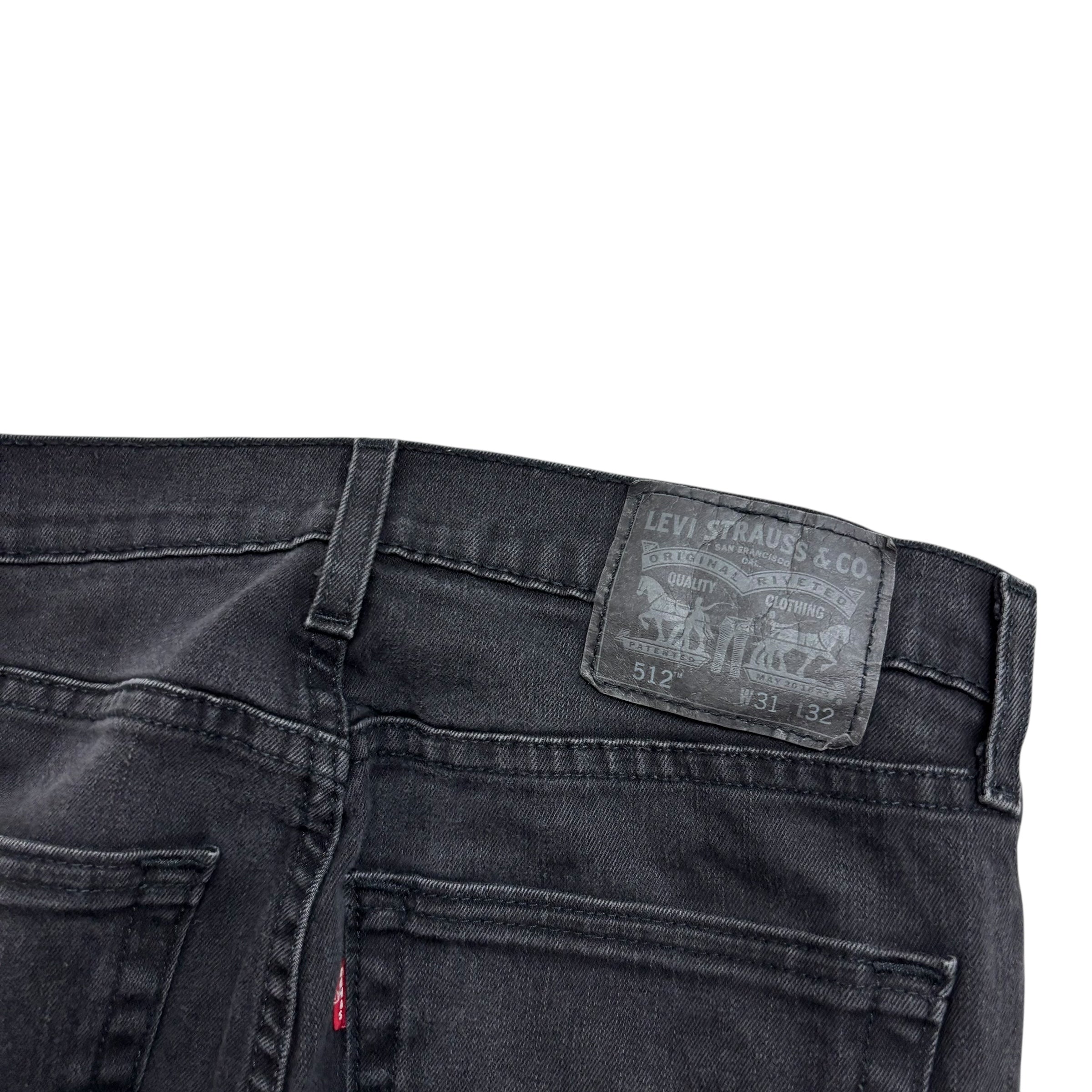 Levis 512 Jeans W30 L31 Mens Black Slim Tapered Fit Stretch Denim (F)