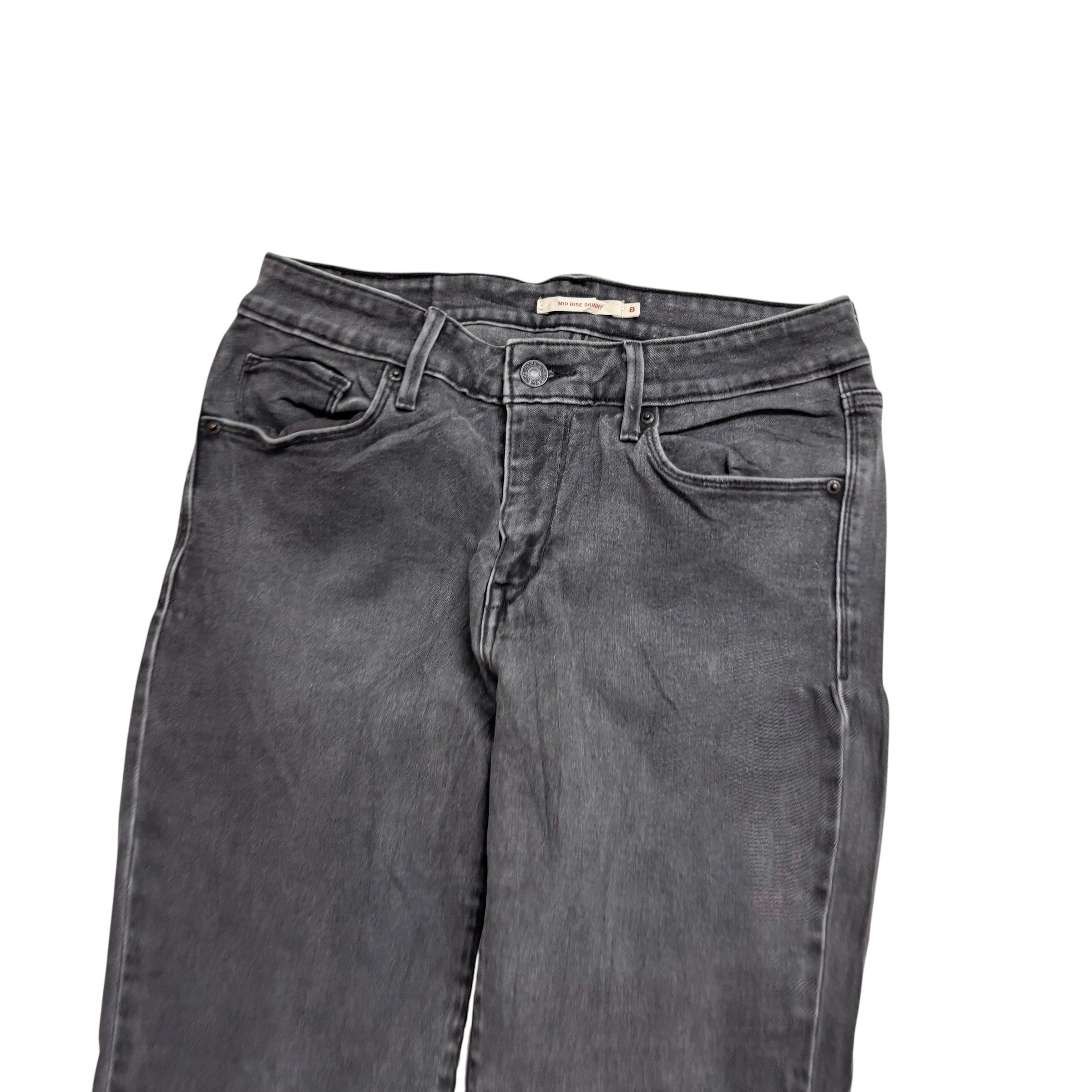 Levis Jeans W29 L30 Womens Mid Rise Skinny Fit Black Stretch Denim