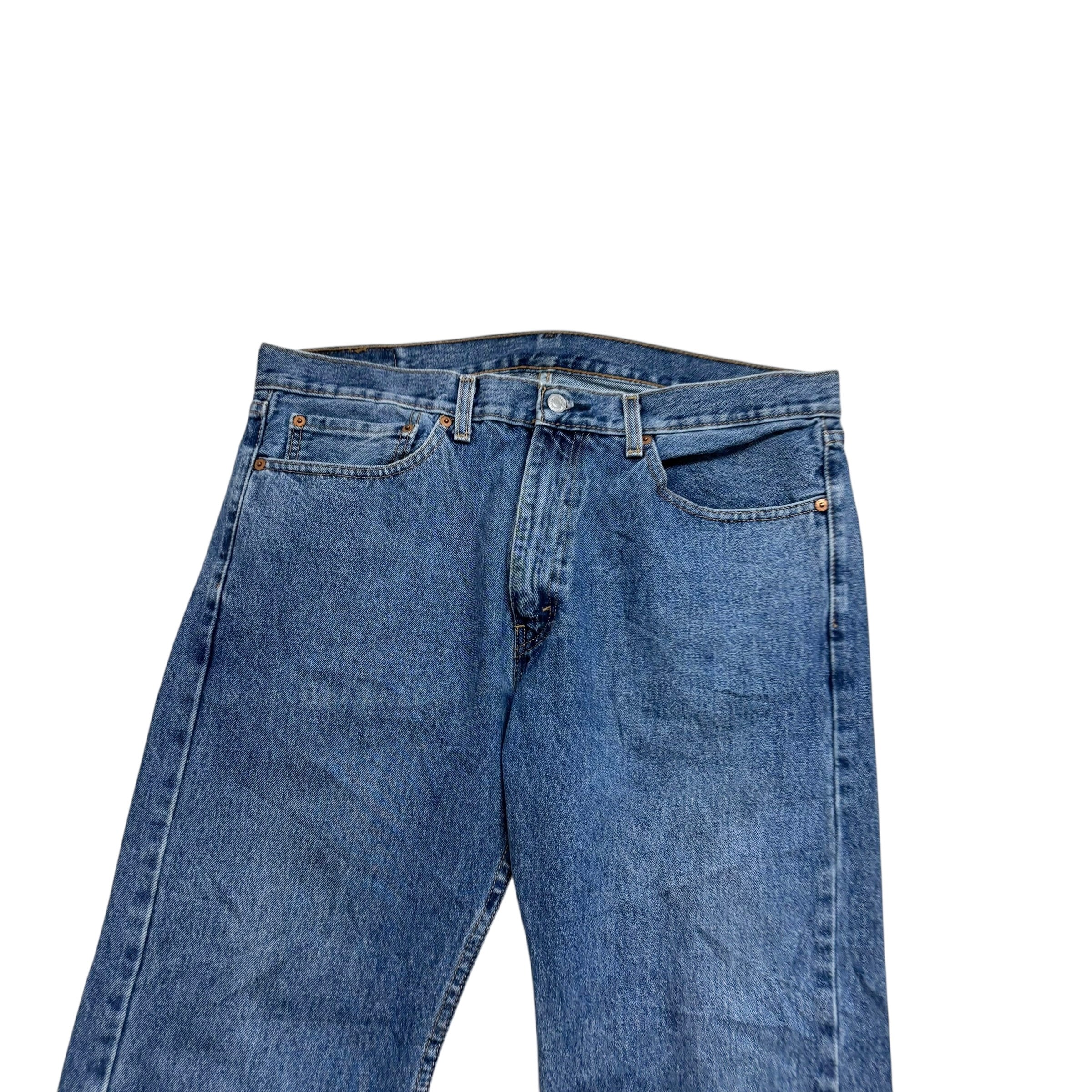 Levis 505 Jeans W36 L29 Mens Mid Blue Regular Straight Fit Denim (E)