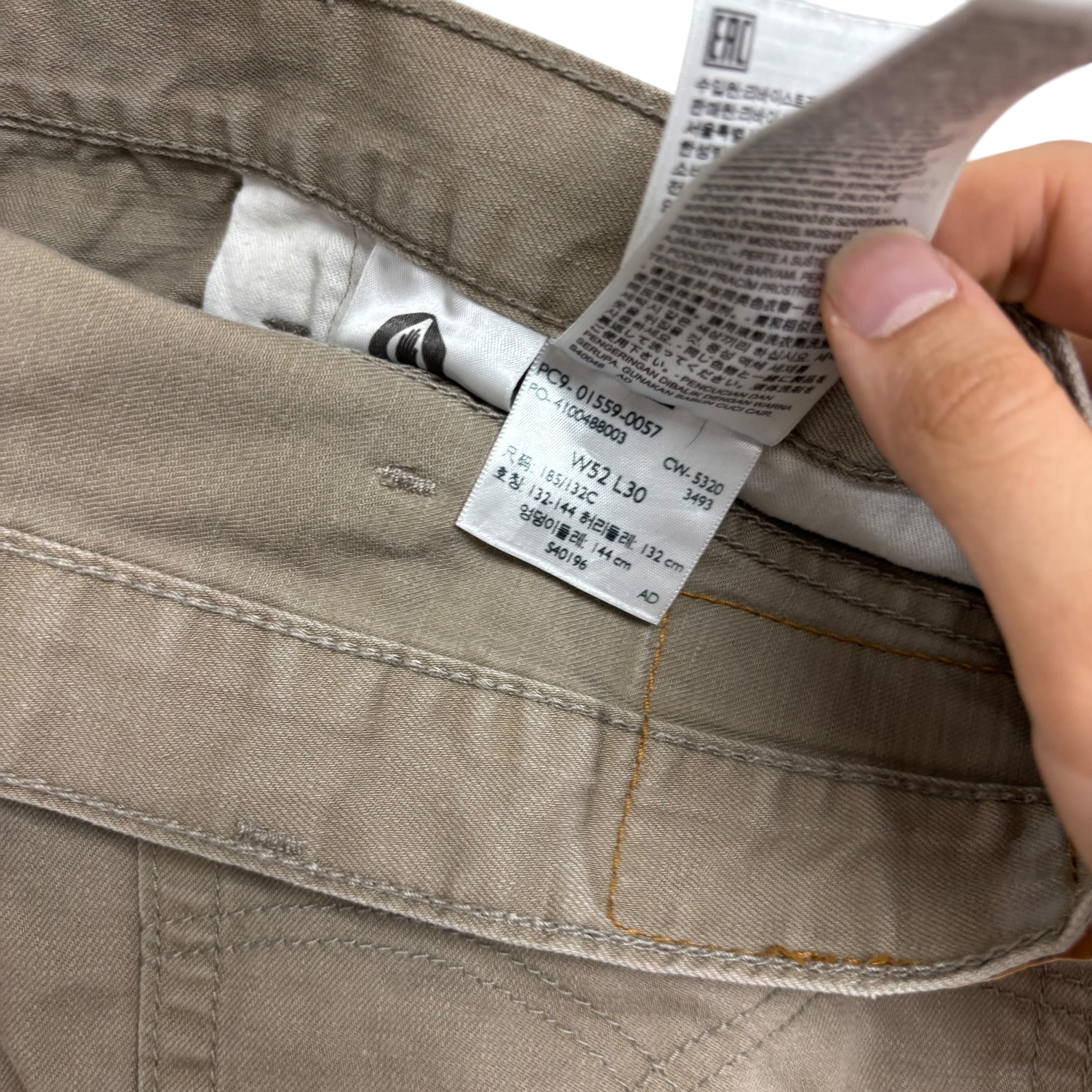 Levis 559 Jeans W52 L29 Mens Beige Baggy Relaxed Straight Fit Cotton Pants (E)