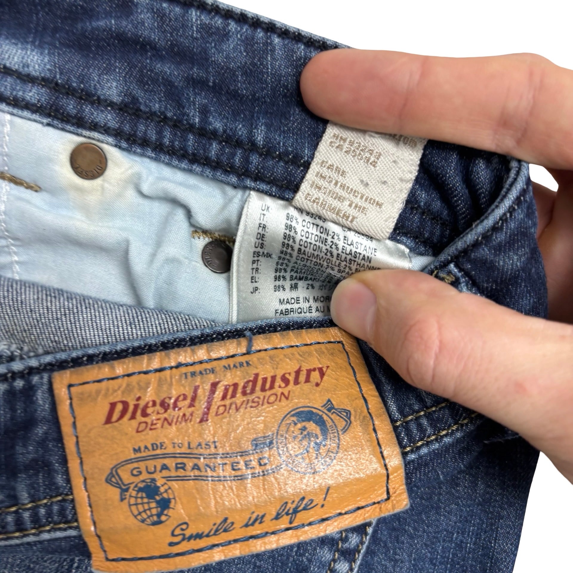 Diesel Larkee Jeans W34 L34 Mens Navy Blue Regular Straight Fit Stretch (F)