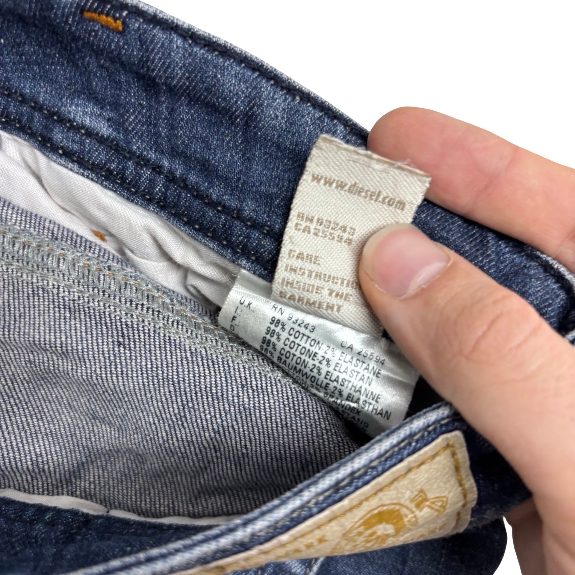 Diesel Iakop Jeans W36 L32 Mens Dark Blue Slim Tapered Fit Stretch Denim (F)