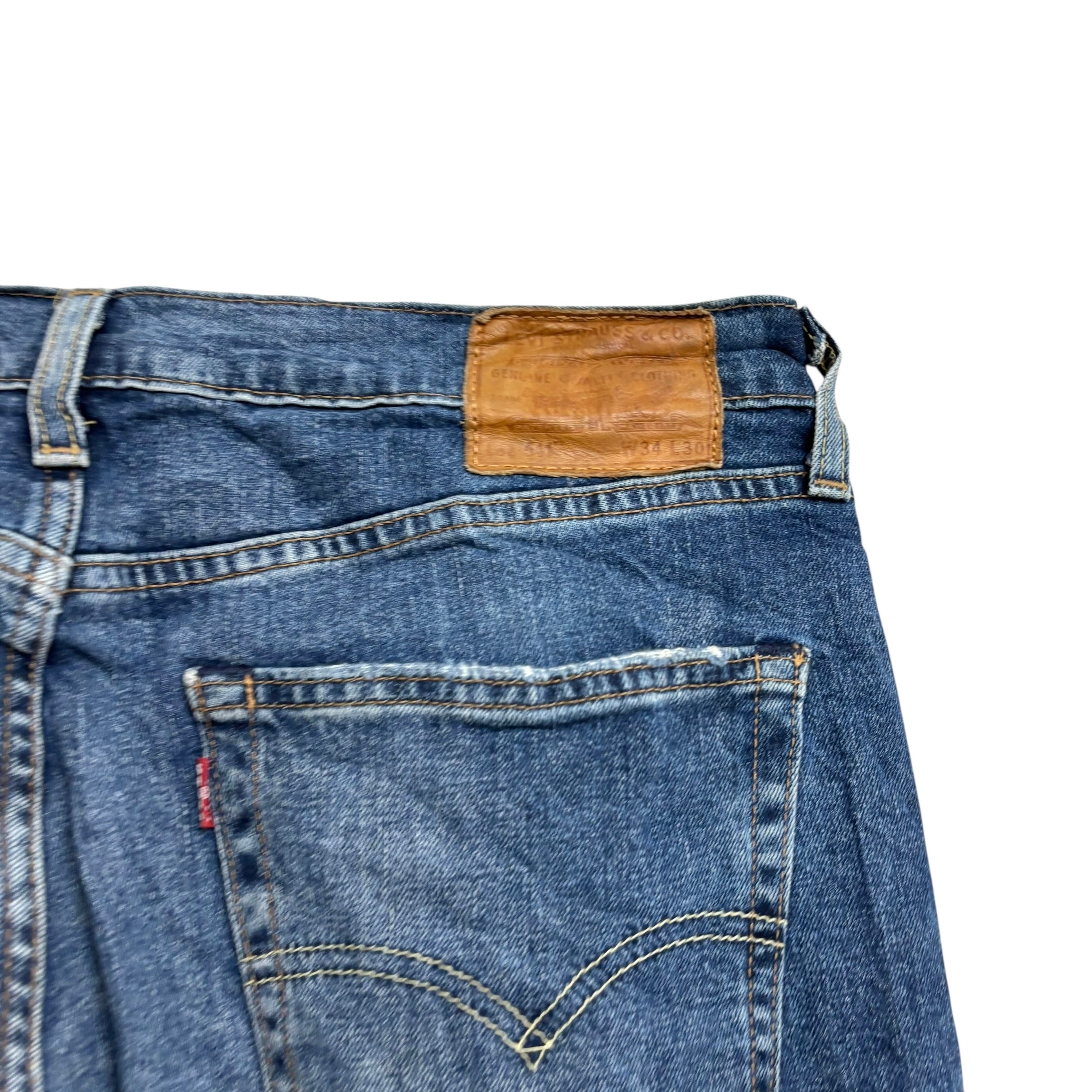 Levis 541 Jeans W34 L30 Mens Mid Blue Athletic Tapered Fit Stretch Denim (E)