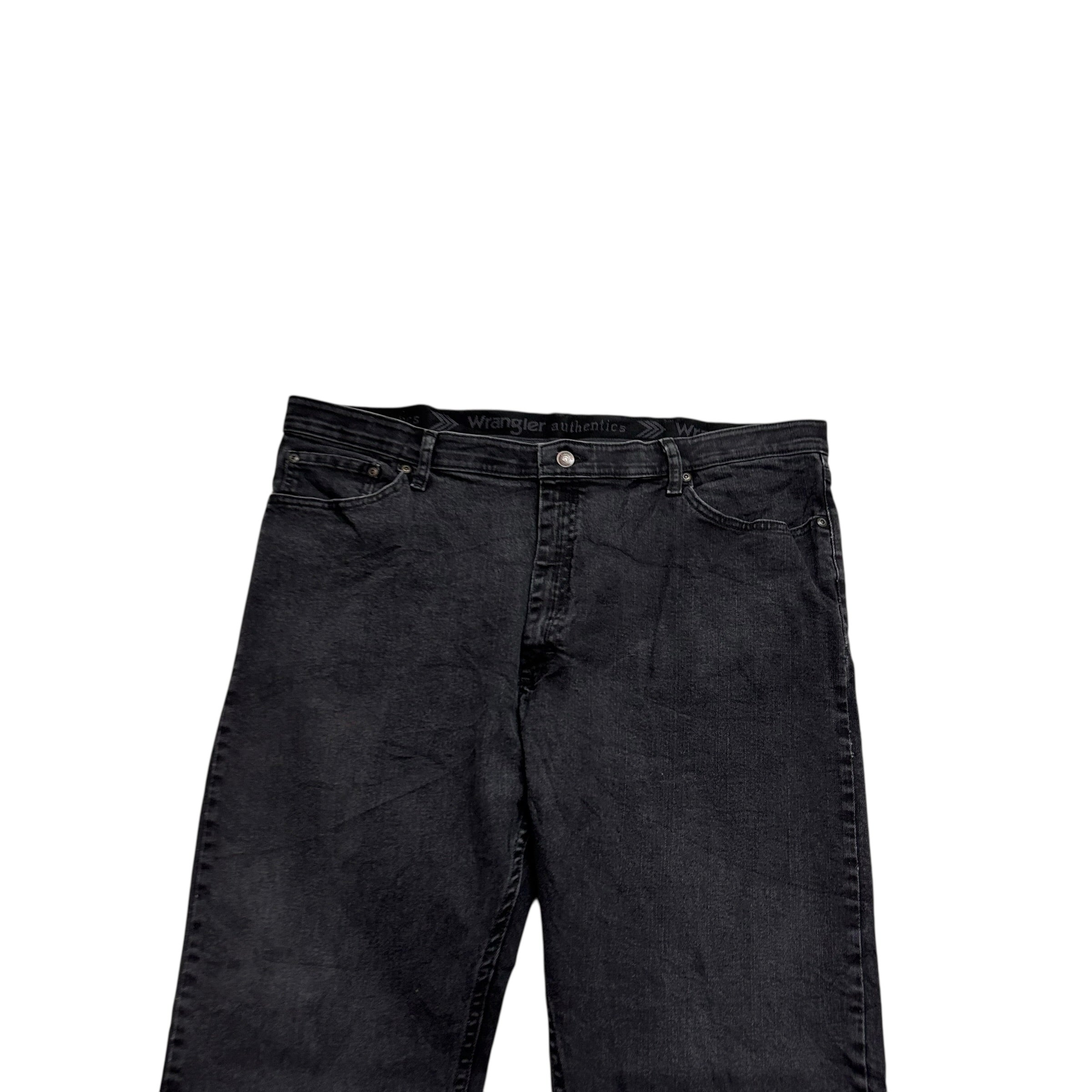 Wrangler Jeans W42 L30 Mens Black Regular Straight Fit Stretch Denim (E)